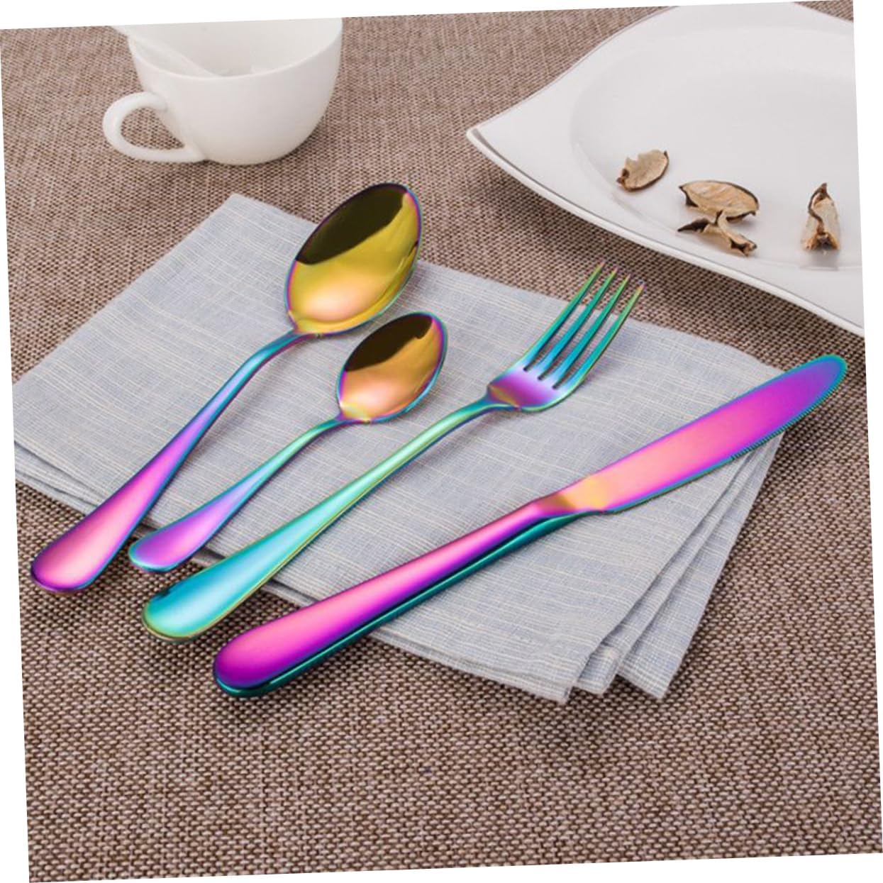 Stainless Steel Cutlery Set with Colorful Finish and Luxury Wooden Box for Home Restaurant and Party Use Includes Spoons Forks and Knives Dishwasher Safe