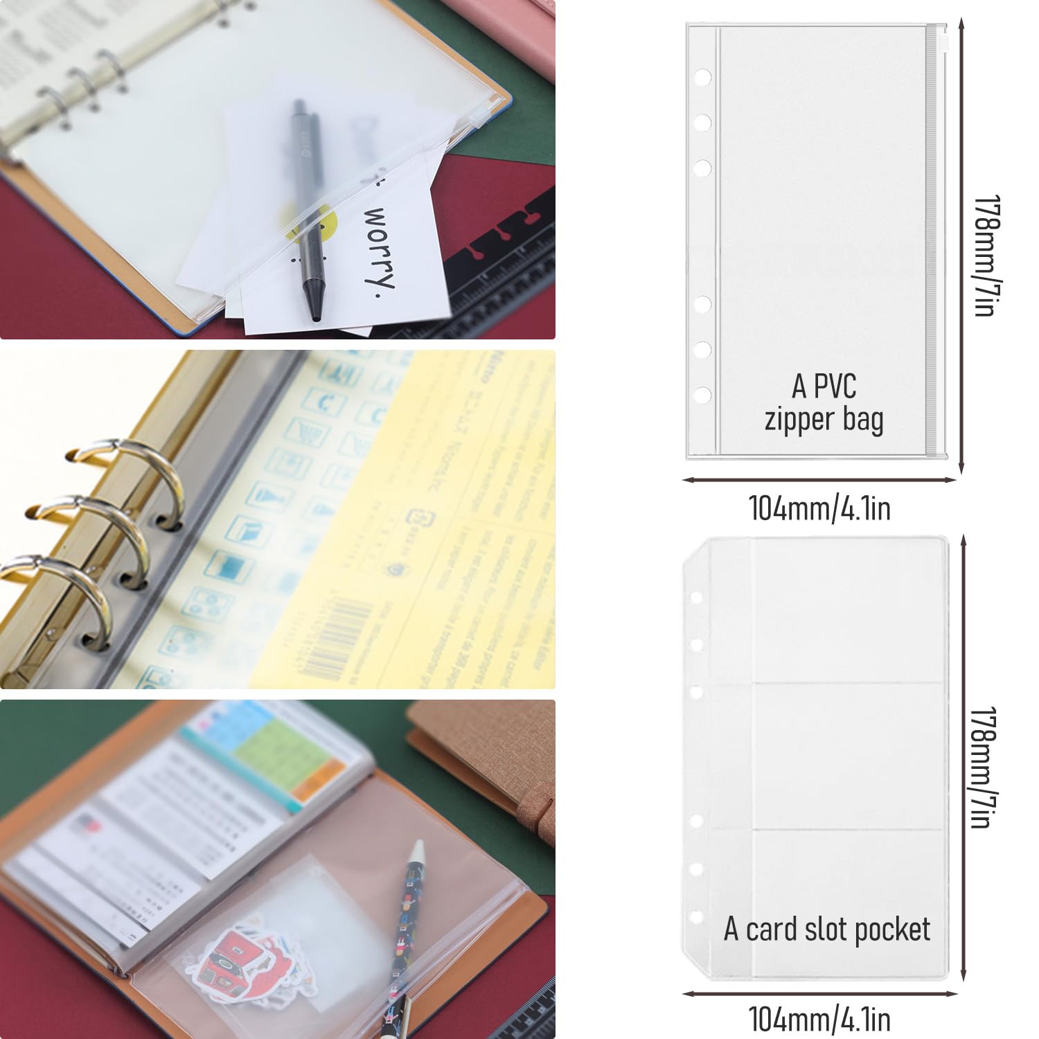 Acidea Carnet de notes rechargeable en cuir A6, classeur vintage à 6 anneaux avec couverture en cuir véritable Crazy Horse avec 192 pages de recharge de papier kraft vierge, poche, pour écrivains
