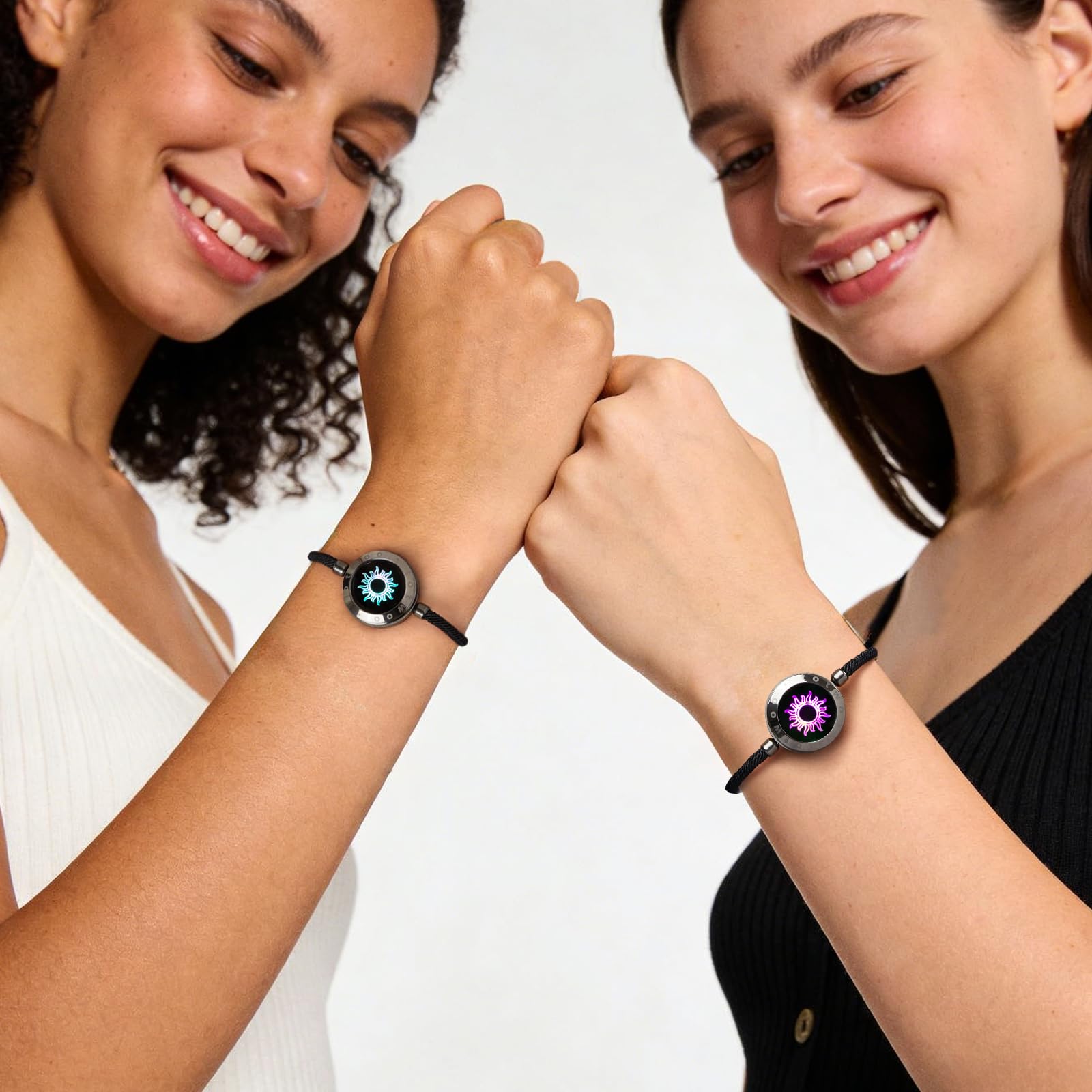 TOTWOO Pulseras Inteligentes de Pareja, Toque, Vibración e Iluminación a Distancia, Emparejamiento Bluetooth Uno a Uno por App, Regalo para Parejas a Distancia, Acero Inoxidable 316