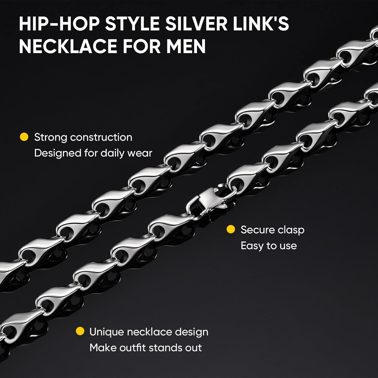 Mens Link Chain Necklace: 5mm Stainless Steel Wheat Link Necklaces for Men,Non Tarnish Minimalist Rope Chains,Trendy Hip Hop Streetwear Jewelry Accessory, for Boyfriend,Son,Husband,Dad - Image 4