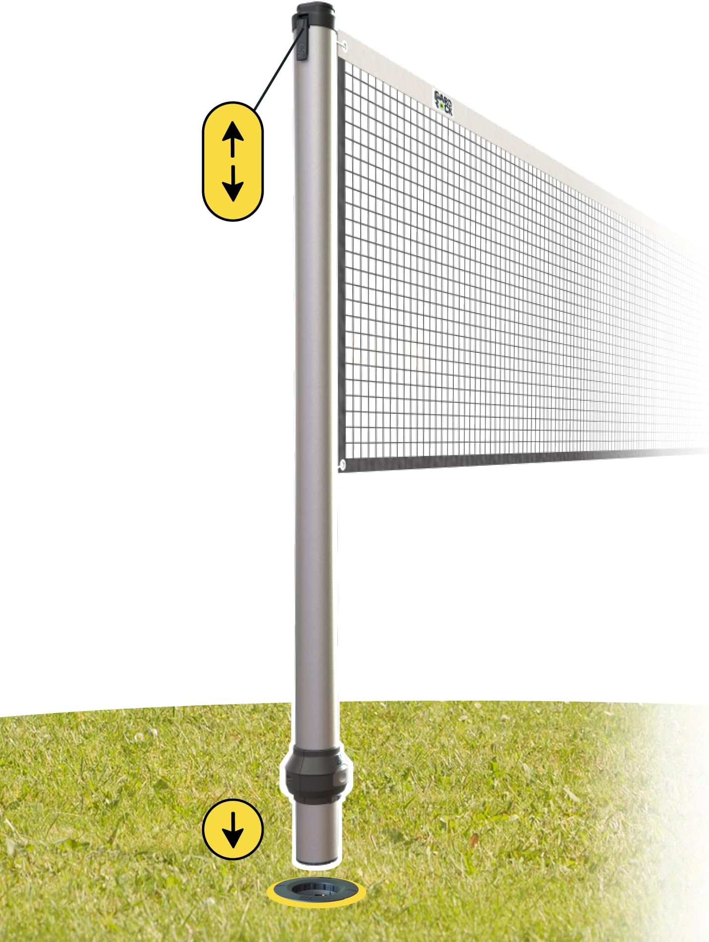 GARD & ROCK - Multisport telescopic posts - Quick Fixation System - Badminton, Tennis, VolleyBall,.. - To be clipped onto anchoring bases - Turn your outdoor space into a sports field in a flash!