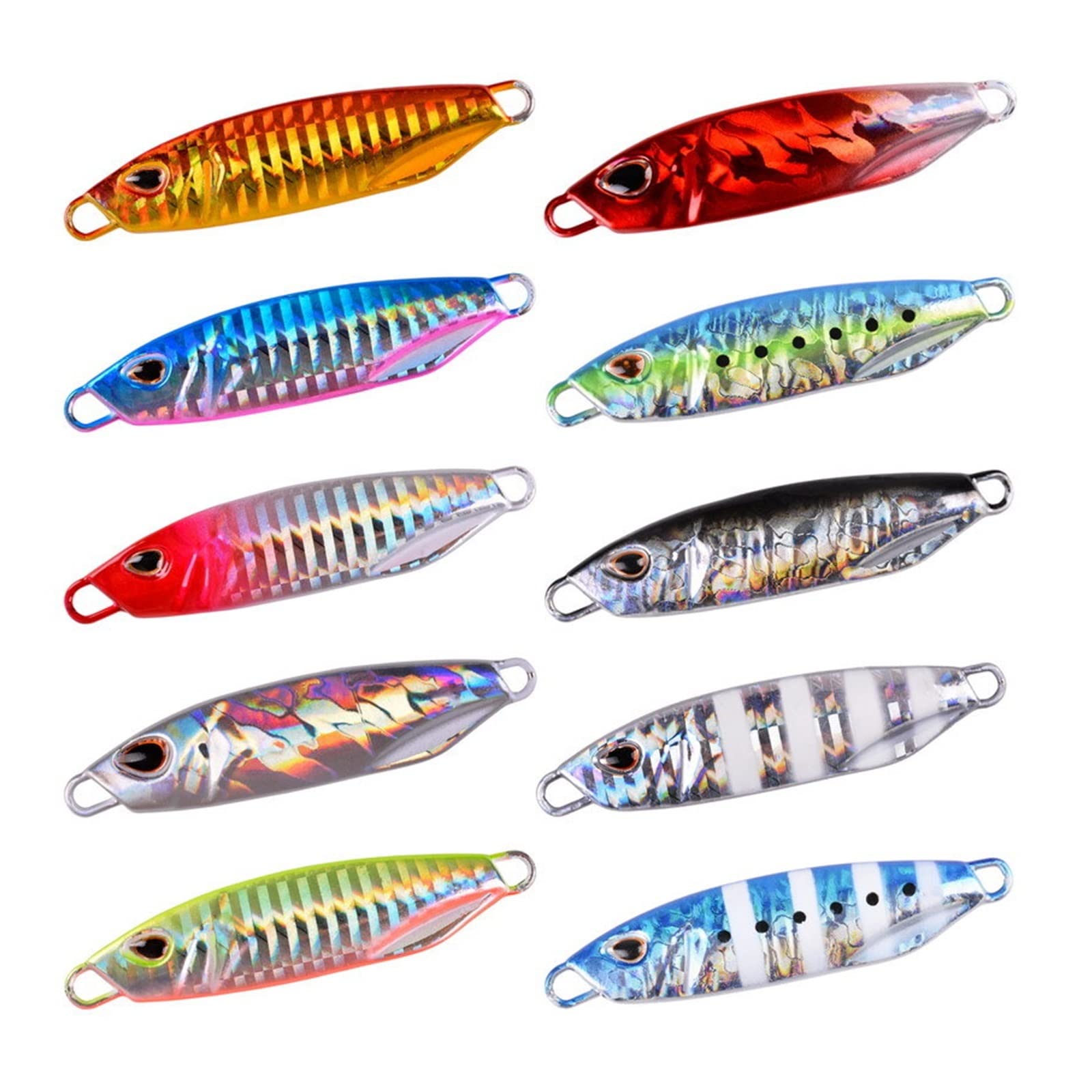 XILILHC 10 Stück Metallguss Jigs Köder Löffel Kunstköder Tackle | 10G 15G 20G 30G 40G Shore Casting Jigging Fisch Seebarsch Angelköder