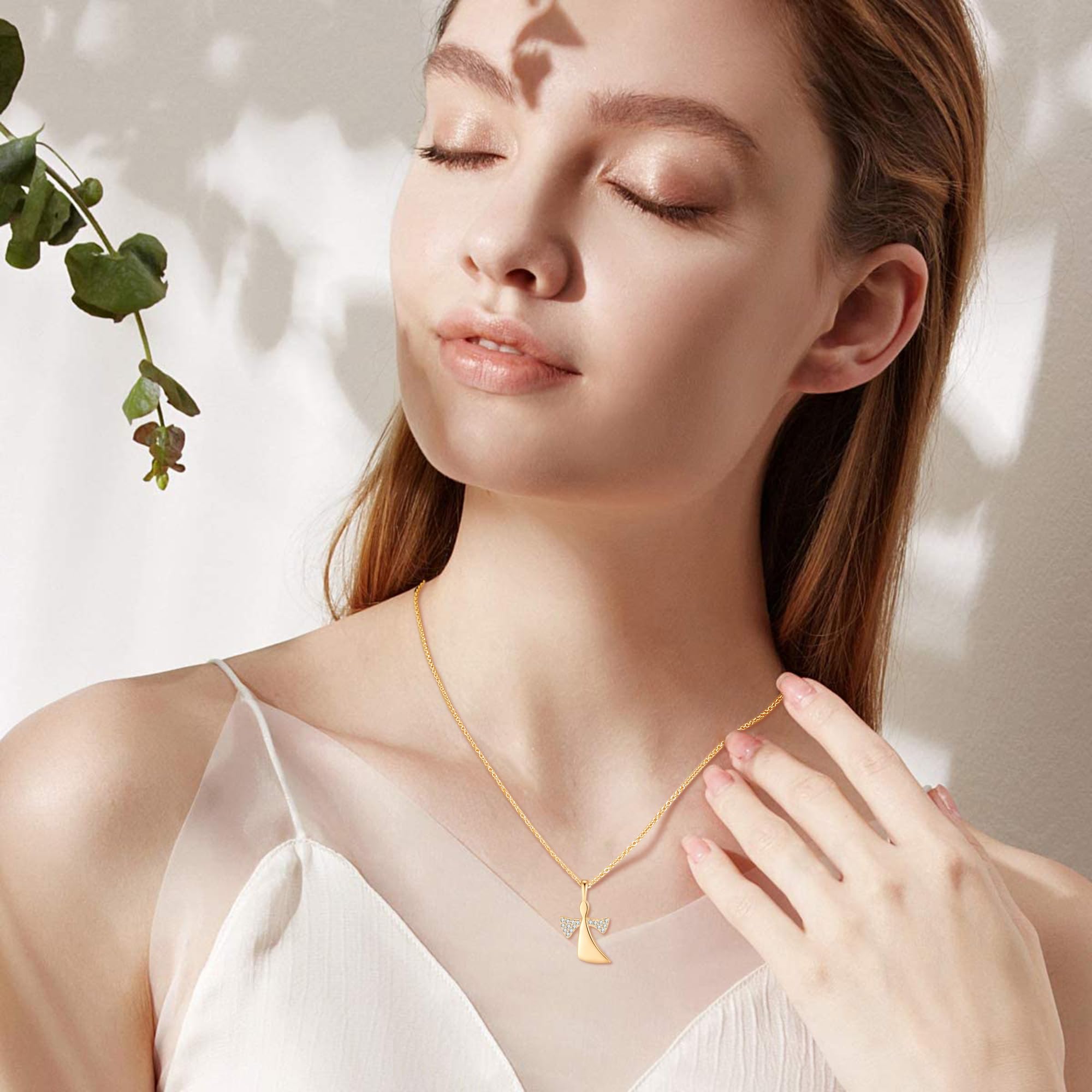 Jrêveinfini Schutzengel Halskette Damen 925 Silber mit Anhänger, Engel Schmuck Glücksbringer für Frauen mit Geschenkbox, Geschenk zu Weihnachten, Valentinstag, Muttertag & Geburtstag