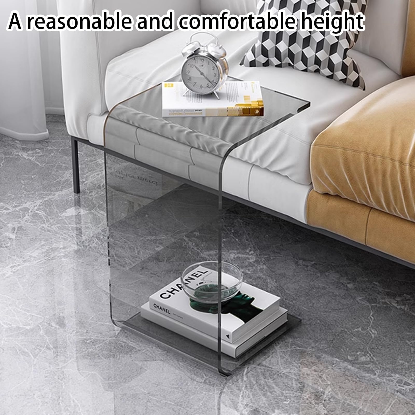 Tavolino Acrilico Trasparente Moderno - Design A U Con Bordi Arrotondati - Foto 6