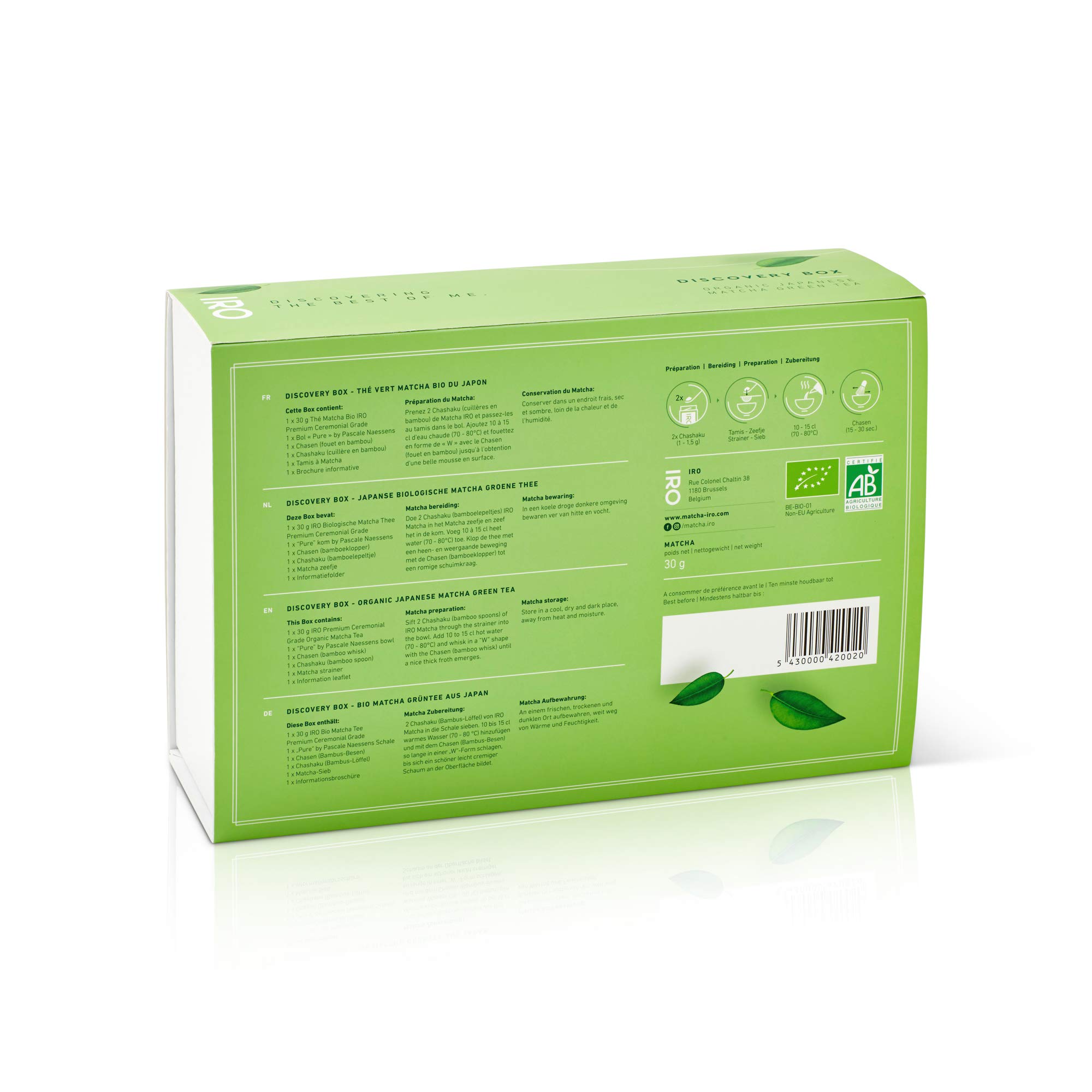 IRO Discovery Box Thé Matcha japonais premium BIO, coffret découverte rituel du thé Matcha, contient tout pour préparer le thé Matcha à la perfection