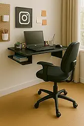 Mesa Escrivaninha de Estudos Suspensa Escritório Notebook Home Office MDF Preto 90cm