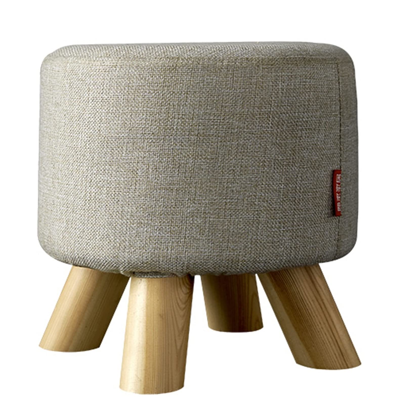 Tabouret en bois massif moderne et tissu lavable premium de salon 29cm