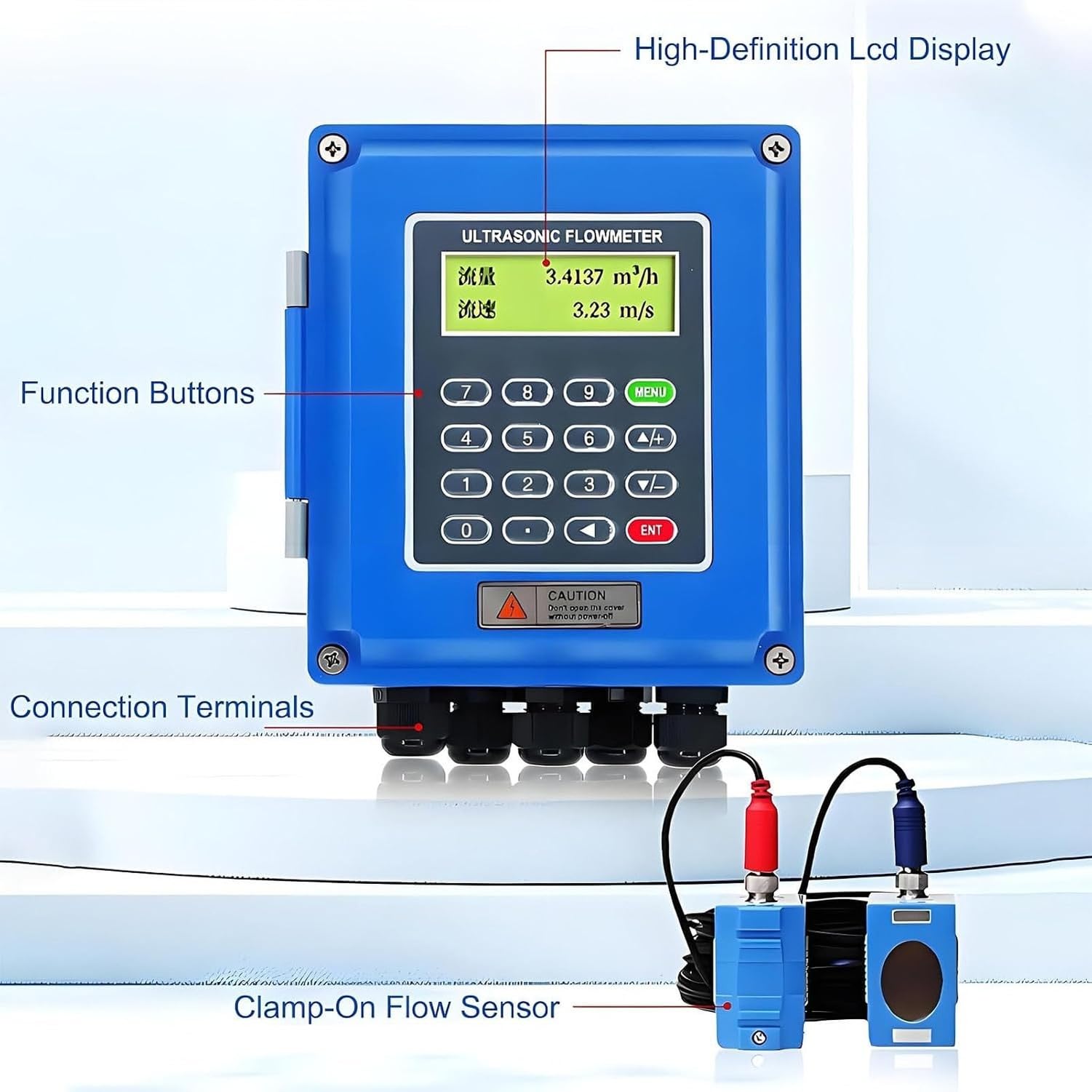 Medidor de flujo ultrasónico, caudalímetro industrial DN50-DN700, contador