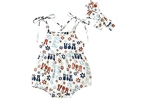 Festive Floral Finery for Little Patriots: Baby Girl's 4th of July Outfit