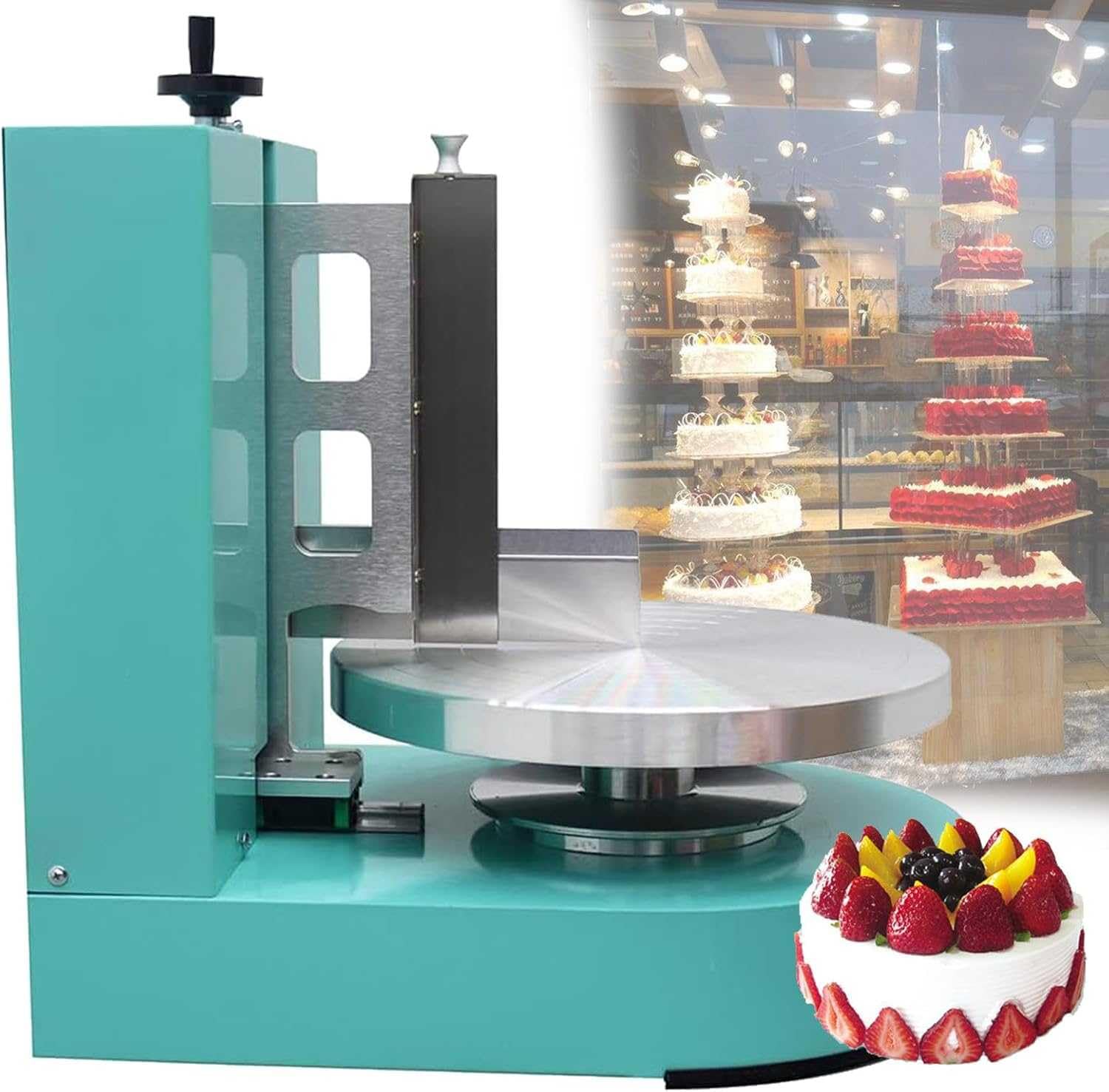 Máquina para untar crema de mantequilla para tartas, raspador eléctrico giratorio ajustable para superficies de bordes de pasteles, herramienta para hornear pasteles y pan de 4 a 12 pulgadas