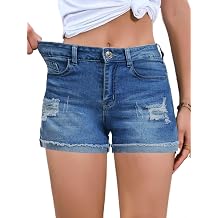 2026 Womens Mid/High Waist Denim Shorts Summer Ripped Jean Short For Women