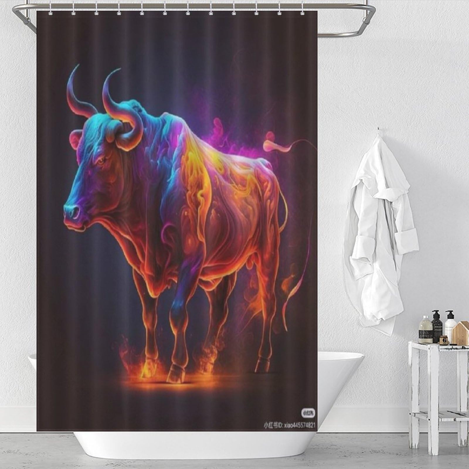 Rideau de douche vache anti éclaboussures lavable en polyester pour baignoire étanche