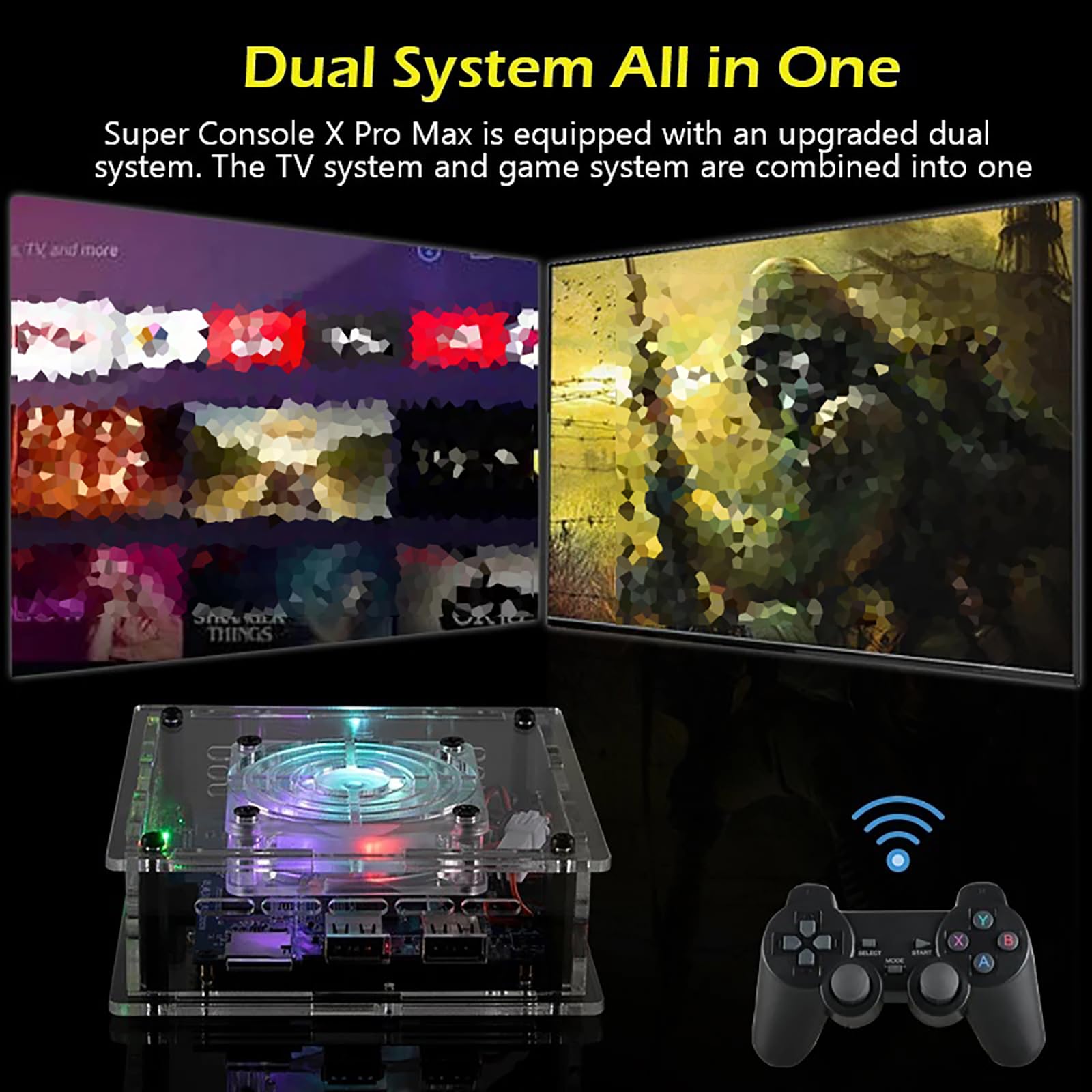 Super Console X PRO Plus, konsola do gier retro, 256 GB, ponad 50000 wbudowanych gier, systemy konsoli do gier wideo z 2 kontrolerami bezprzewodowymi, obsługa wyjścia HD w wysokiej