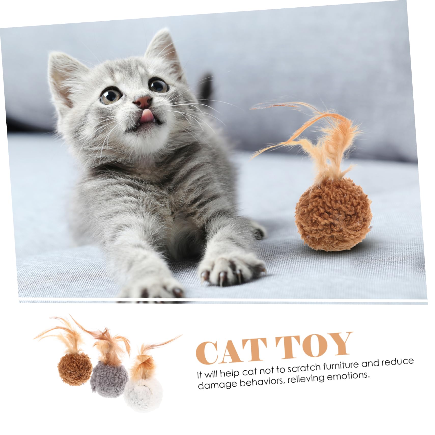 minkissy 45stücke Katzenspielzeug Teilig Mit Plüschbällen Und Federn Farbenfrohe Weiche Katzenbälle Mit Glocken Für Neugierige Kätzchen Und Aktives Spielen Haustieraccessoire Für