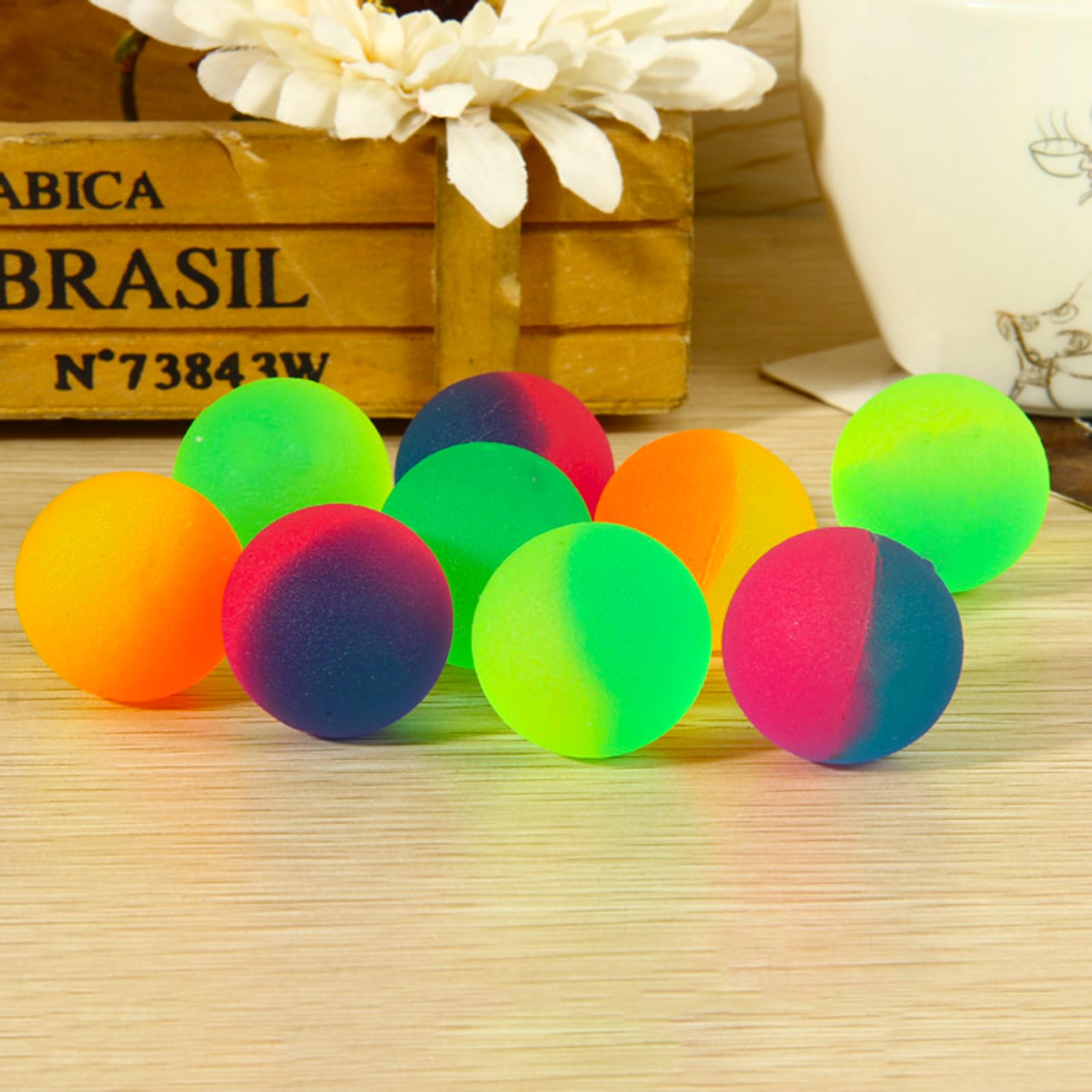 EOGRFW Lot 100 Balles Rebondissantes 25 Mm – Couleurs Variées Et Motifs – Cadeau Invité Anniversaire