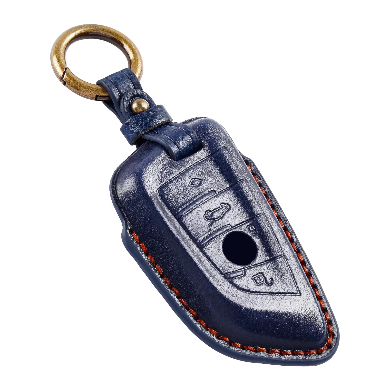 Custodia In Pelle Per Chiave BMW Serie 1-7, X1-X6 | 4 Tasti, Nera, Stile Retrò, Portachiavi Incluso
