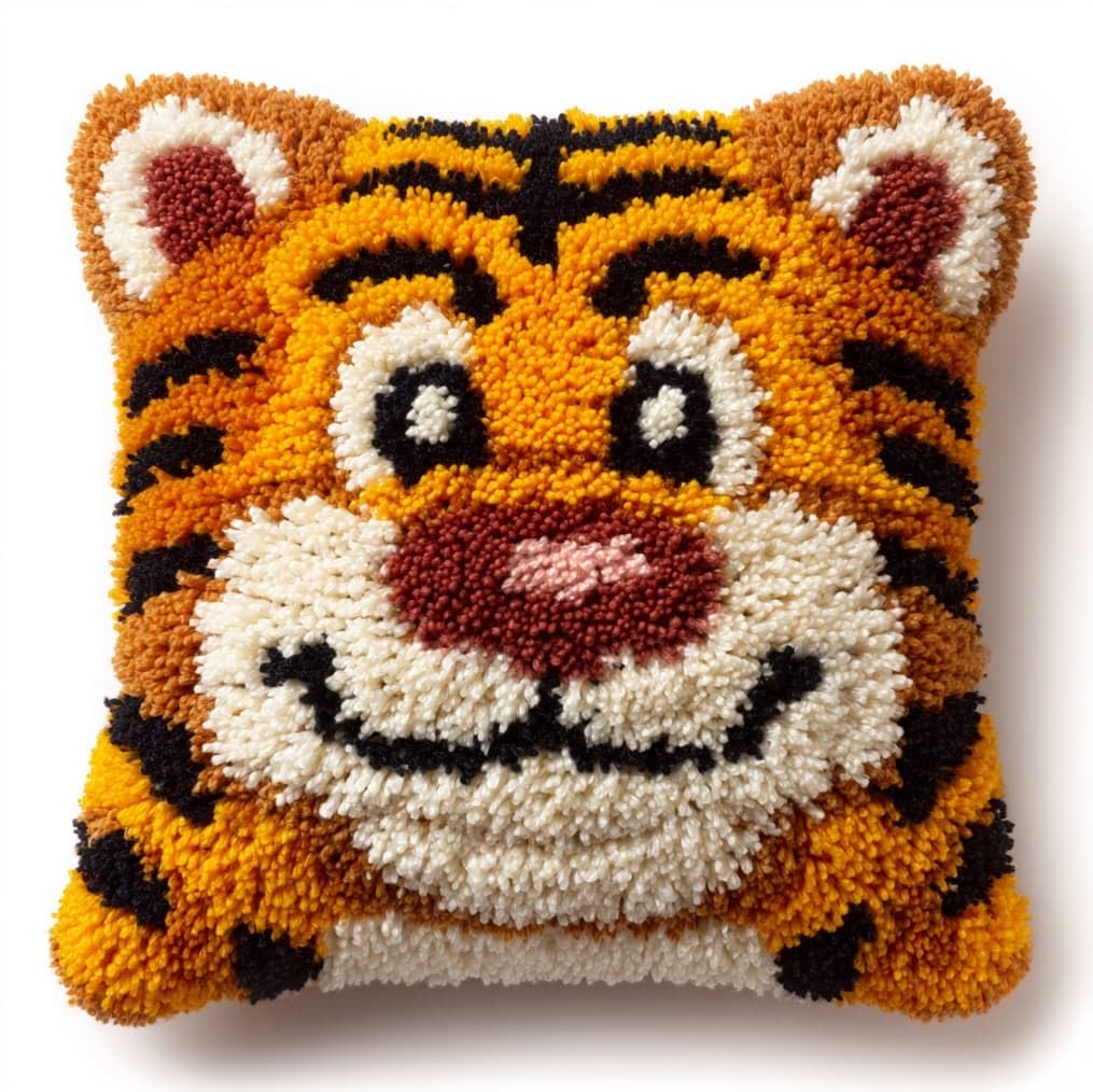 AxiangziK Latch Hook Pillow Kits with Yarn,Tiger
