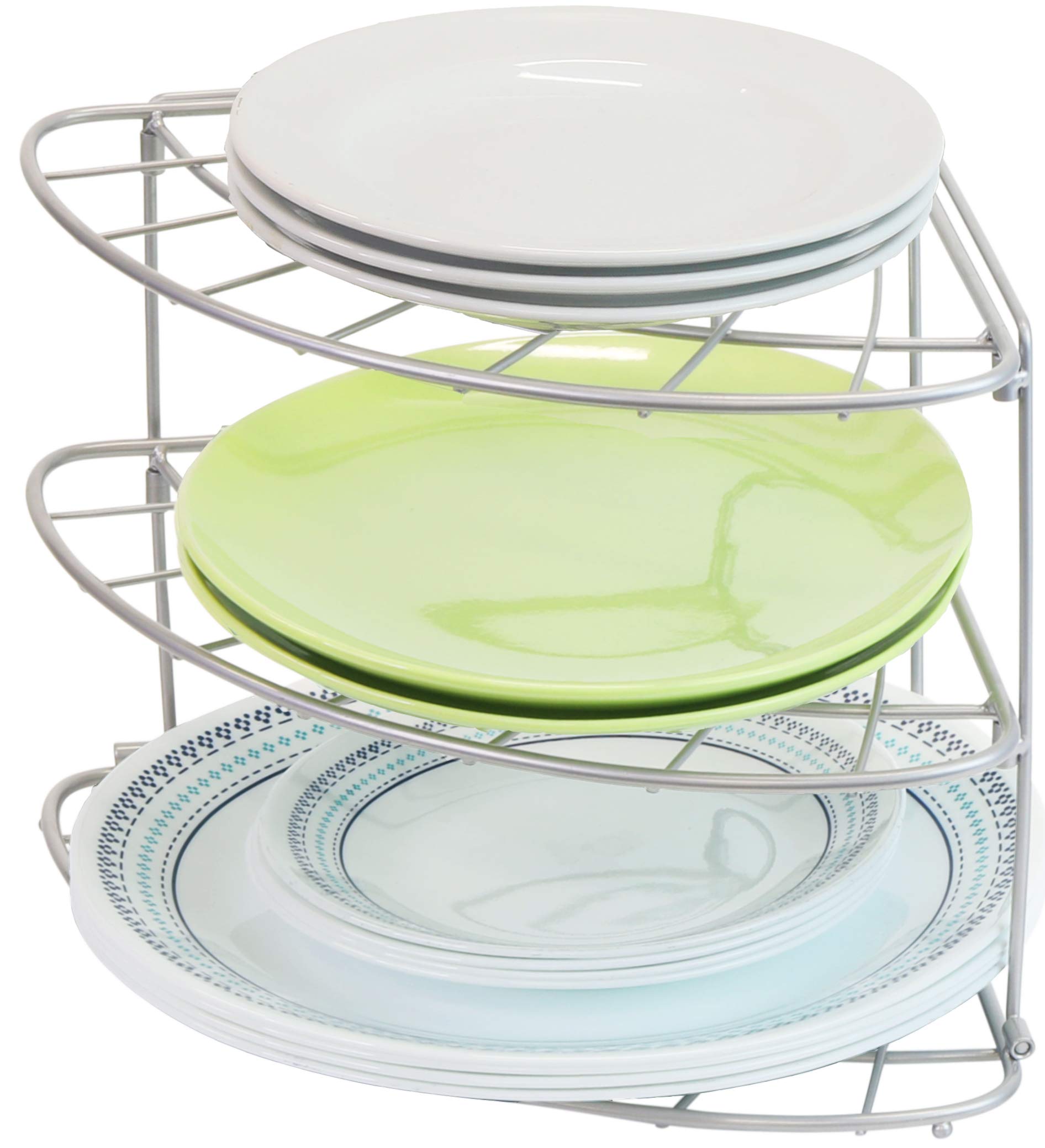 Simple Houseware 3-Tier Counter Corner Shelf Organizer, Silver