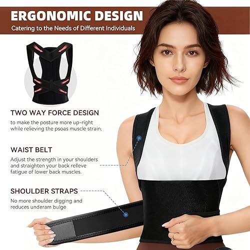 Miniatura 5 de Corrector de postura de espalda, dispositivo de soporte ajustable para hombres y mujeres, alivio del dolor de espalda y soporte lumbar (pequeño
