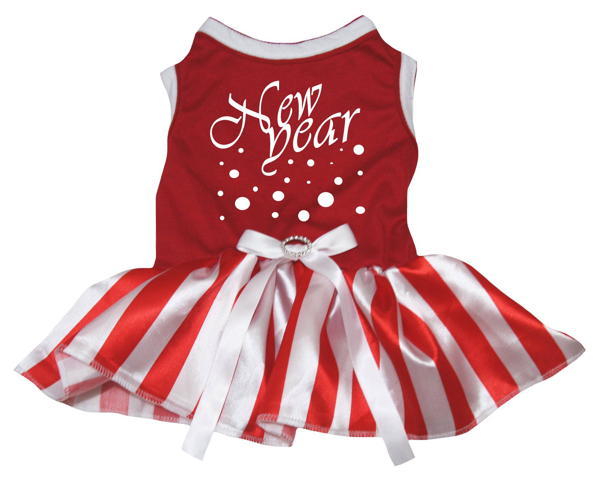 Vêtements pour chien chiot robe tutu rouge blanc rayé Nouvel An