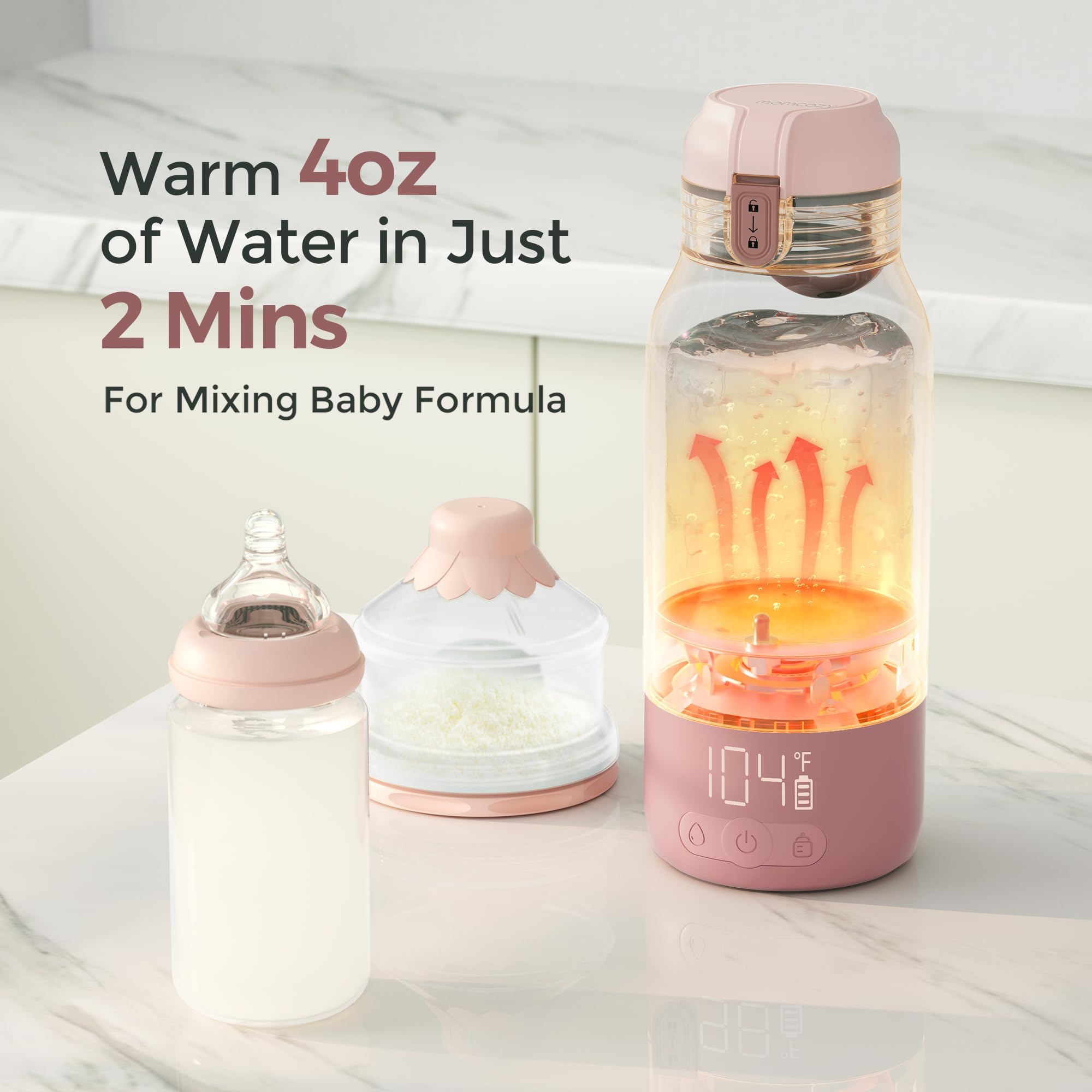 Momcozy MW05 Przenośny podgrzewacz do butelek dla dzieci do noszenia w podróży, pojemność 500 ml + 24x użycie/bateria | Certyfikowany podgrzewacz do butelek TÜV-CE | Szybkie nagrzewanie w 3 min. (Bez