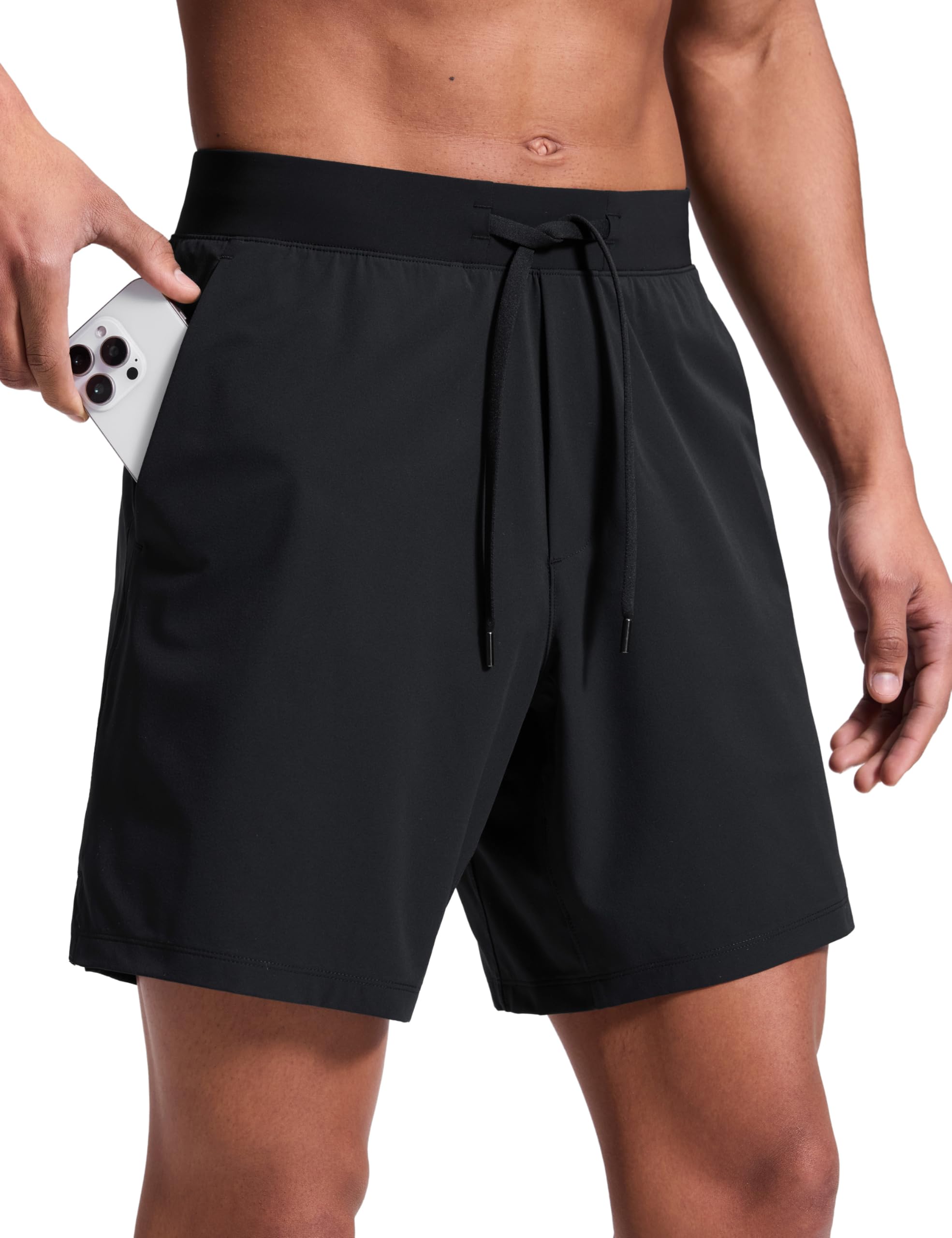CRZ YOGA Mens Side Split Workout Shorts 7 - Linerless Daily Quick Dry for Gym Athletic Casual with