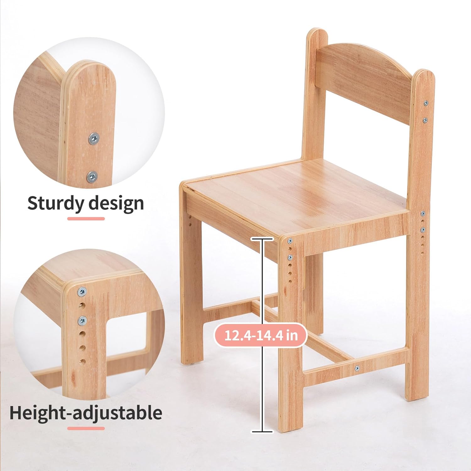 UNICOO Solid Wood Kids Desk and Chair Set, Height Adjustable Children Study Desk with Flip-Top Storage, Book Rack and Hutch, Wooden Writing Table for Reading, Drawing and Homework