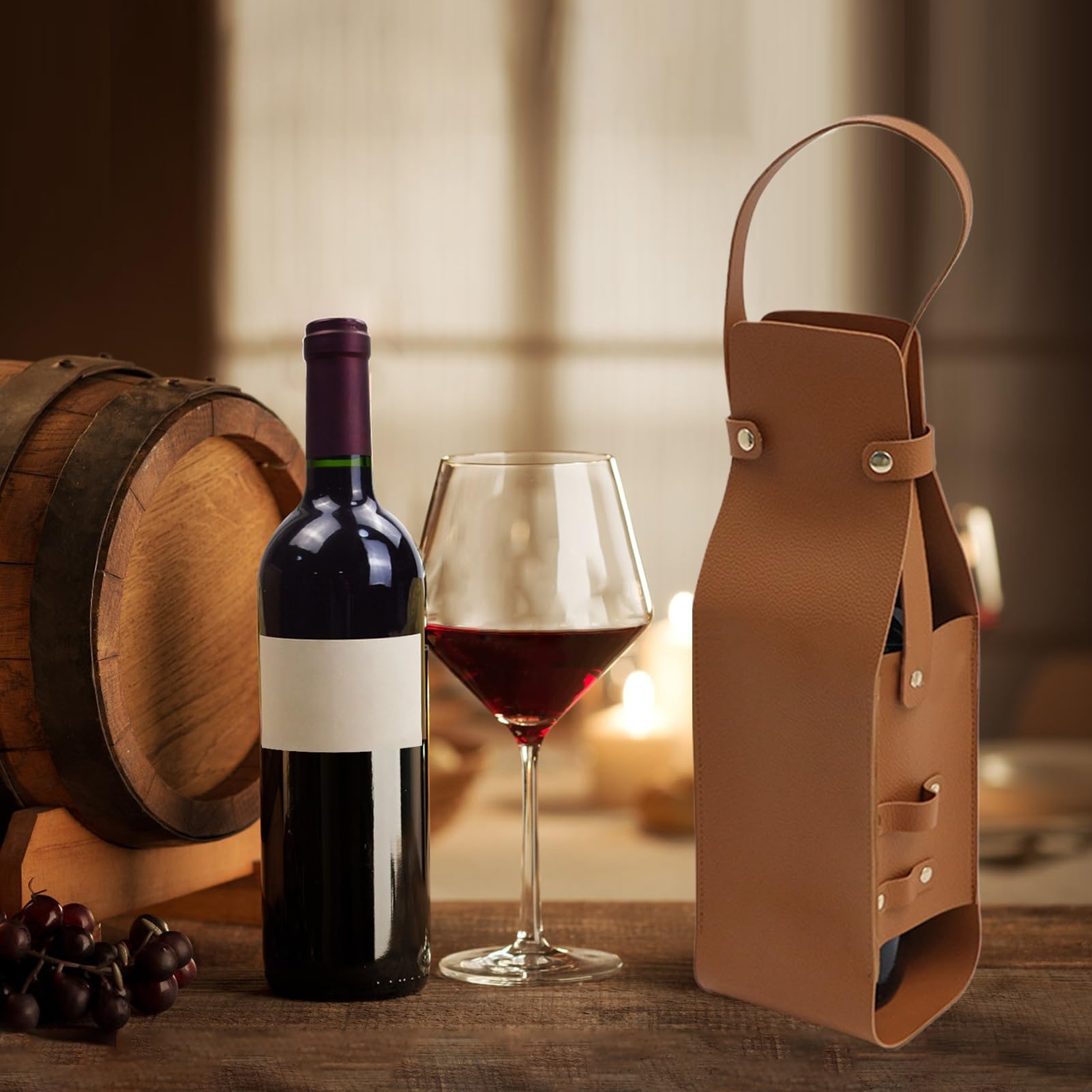 Weinbeutel PU Leather Wine Tote Carrier with Handle