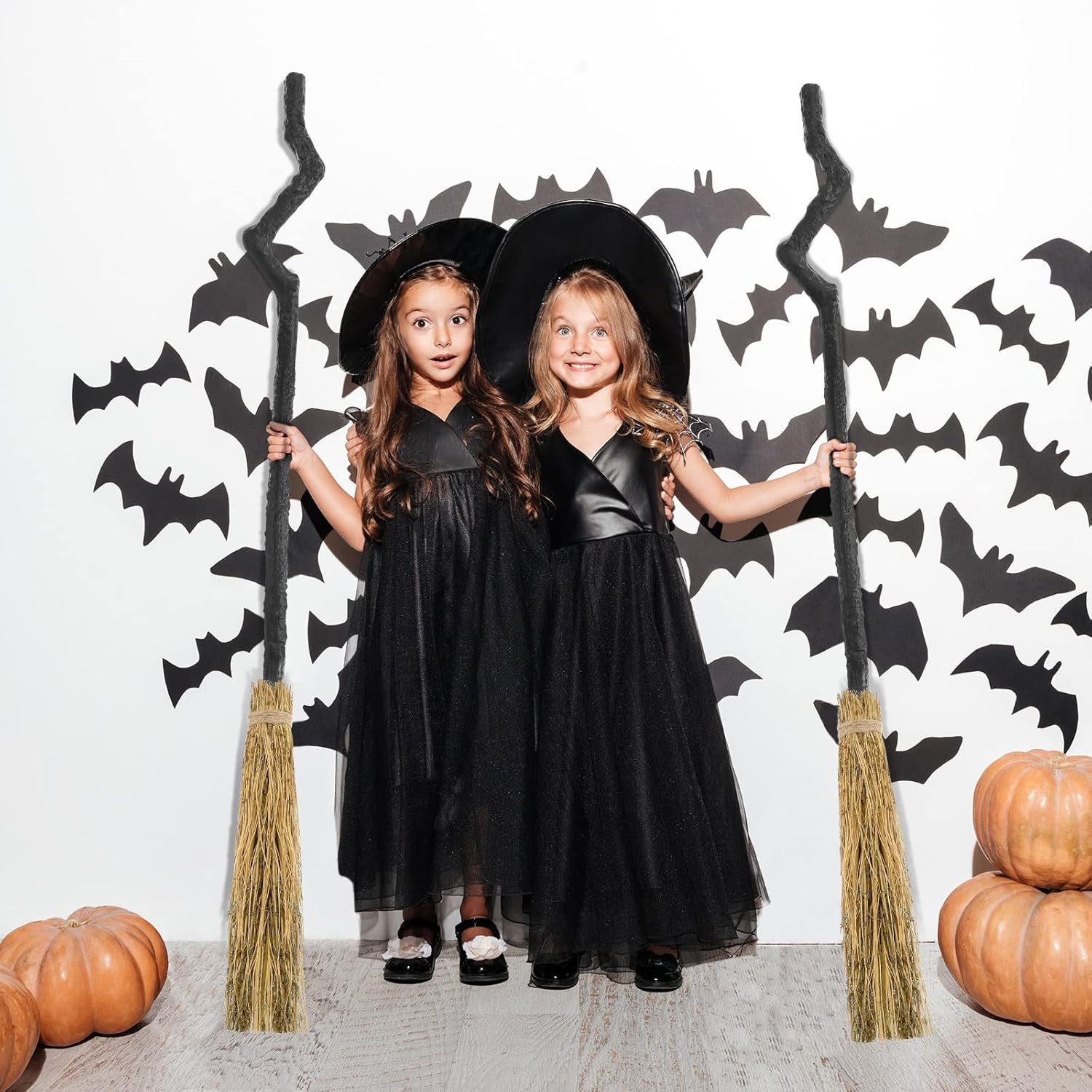 Miniatura 6 de Paquete de 3 accesorios para disfraz de escoba de bruja para escoba de bruja para adultos y niños, palo de escoba de mago, accesorios de escoba para