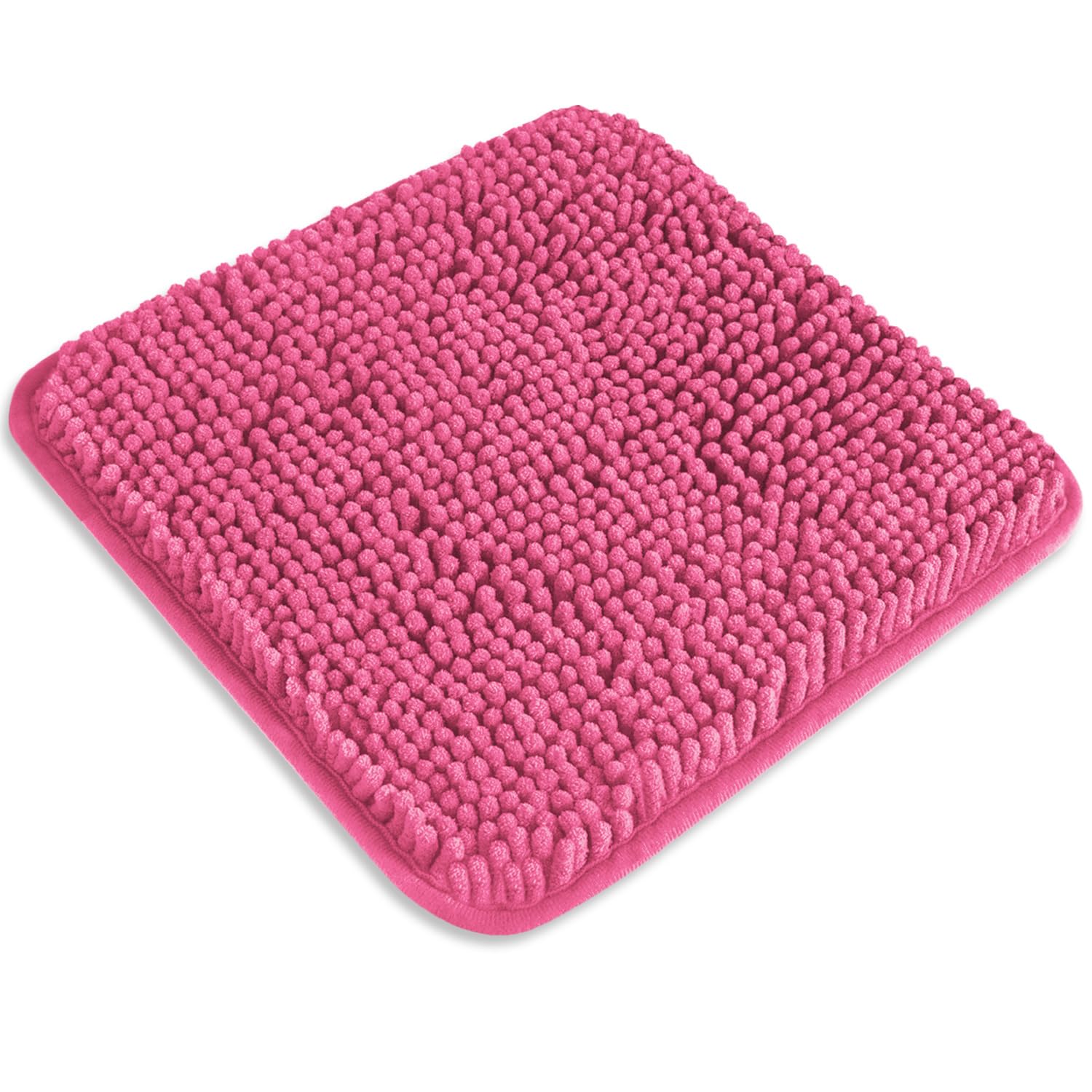 PureSwan Small Bathroom Rug 12"x12" – Washable and Absorbent Mini Bath Mat, Non Slip, Thick Soft Chenille Bath Rugs for Bathroom, Shower, Locker Rug(Hot Pink) — image 1