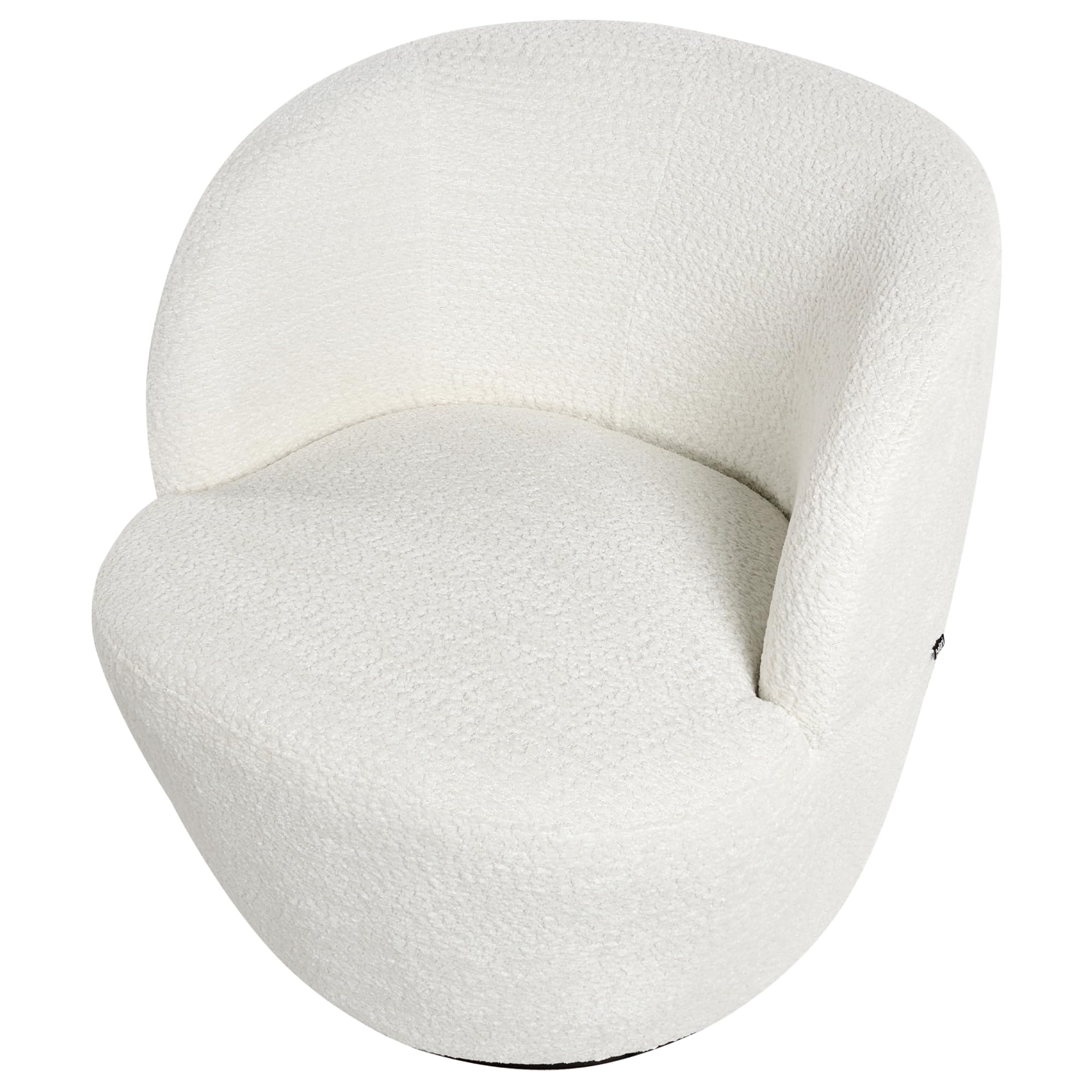 Beliani Sillón Giratorio Moderno con tapizado de Chenilla reposabrazos y Asiento Ancho salón Blanco Crema Kuolpa