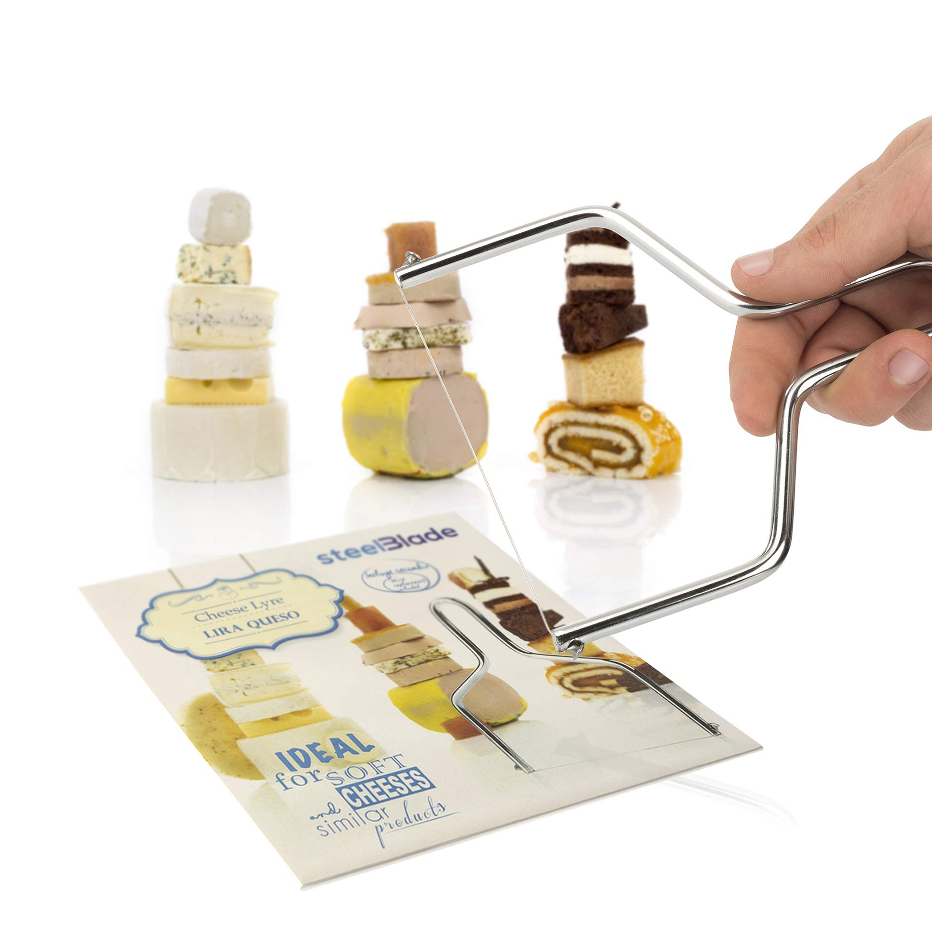 Lira de Queso Acero Inoxidable + Recambio - Cuchillo para Queso, Tartas, Pasteles