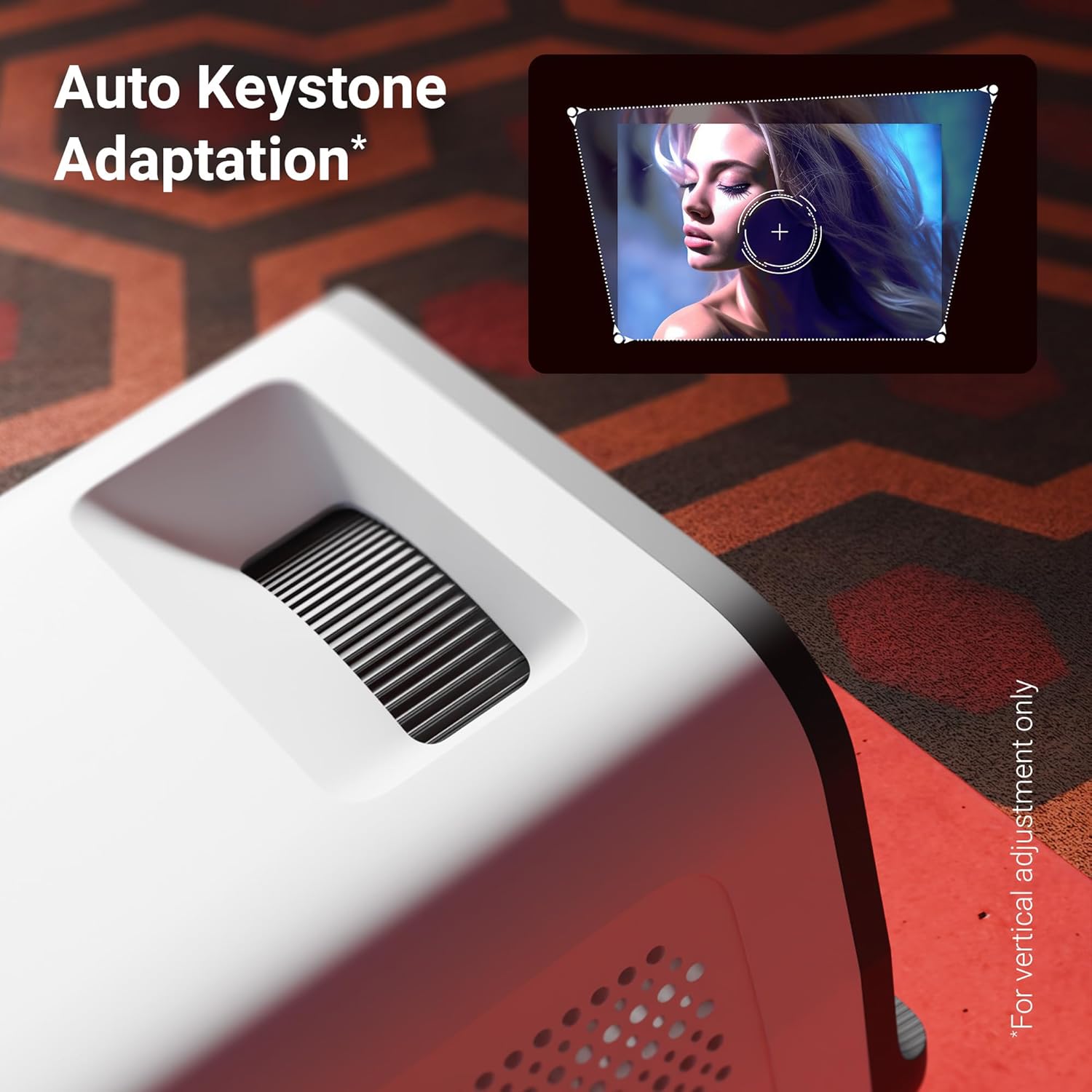 Close-up of Zebronics Pixaplay 35 Projector showing auto keystone adaptation