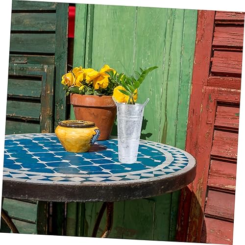 Miniatura 6 de GANAZONO 1 hoja de hoja, cubo de flores de hoja, jarrones de piso alto, decoración de plantas, decoración galvanizada, jarrones decorativos de