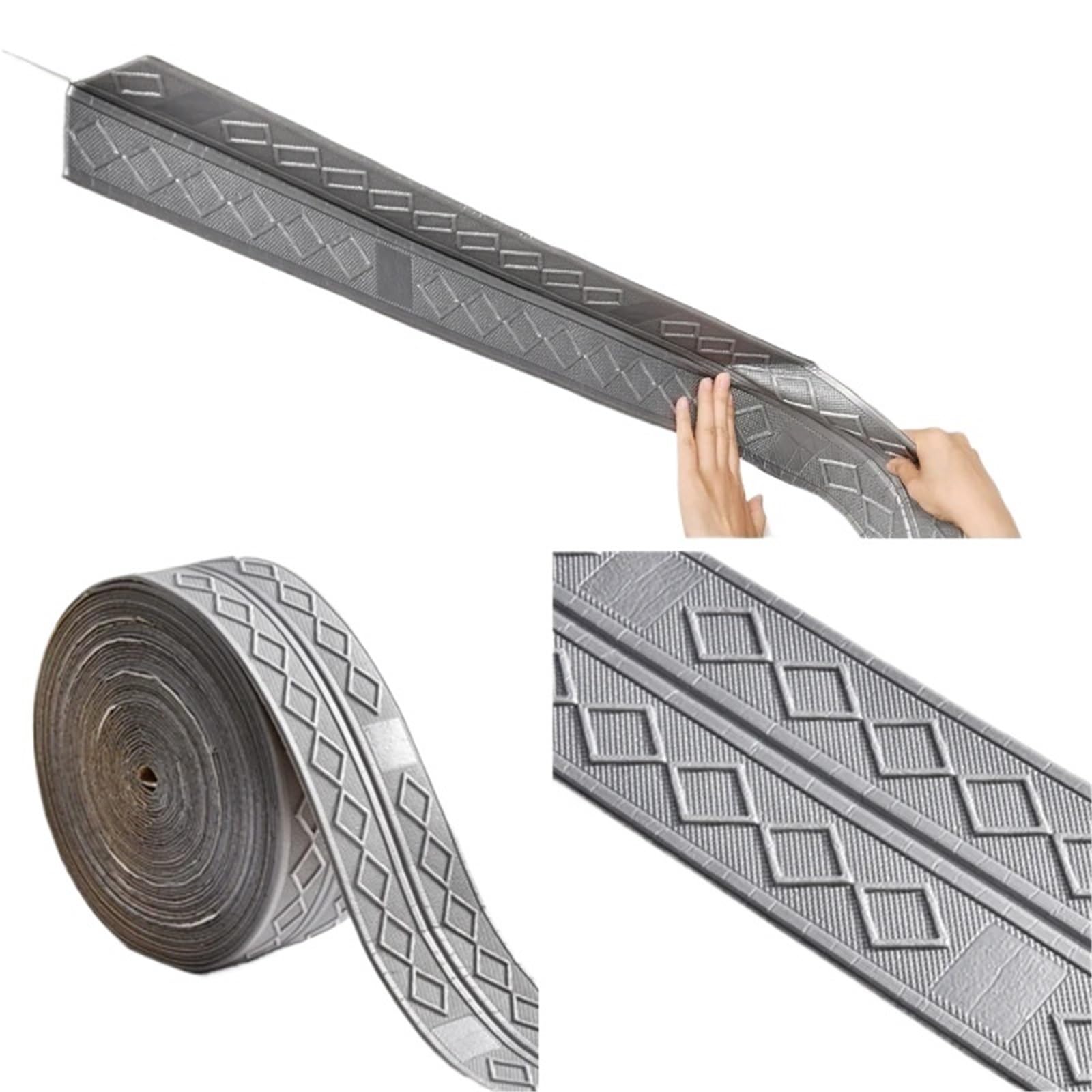 Gsclz Color5 9.2M Self Adhesive Wall Skirting Border Diamond Wallpaper Waterproof Ceiling Stickers Anti-Collision Baseboard Waistline(Color5)