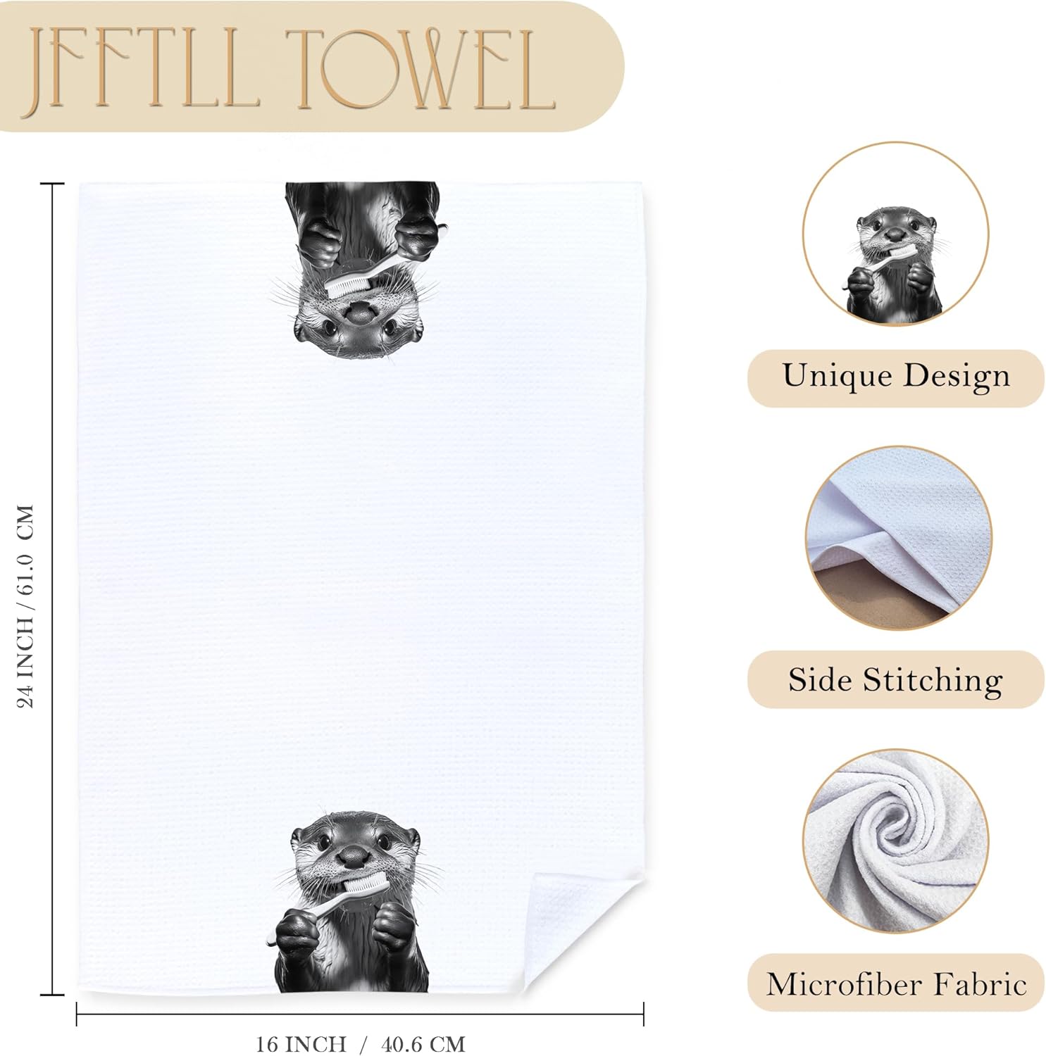 Funny Toothbrush Otter Bathroom Hand Towels, Otter Gifts Decorative Towels for Bathroom Washroom Restroom Decor, Kids Hand Towels, Otters Gifts for Women Men, 16x24 Inch - Image 7
