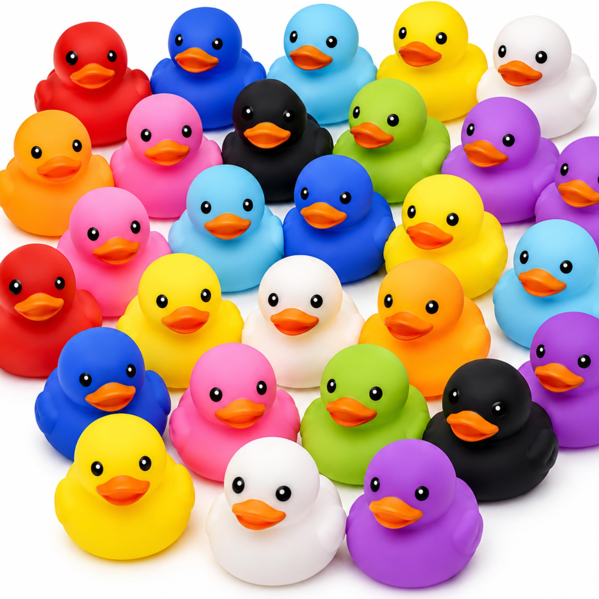 Rubber Ducks Multipack, Mini Rubber Ducks 30 Pack, Small Plastic Duck Toys for Kids, Bath Duck Toys, Colourful Squeaky Duckies for Party Bags, Bath Time Fun, Car Dashboard Decor (30PCS Bulk Pack)