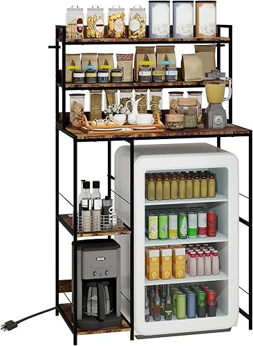 ELECWISH Mini soporte para refrigerador con estantes de almacenamiento, estante de cocina de 5 niveles, mini gabinete de nevera que ahorra espacio,