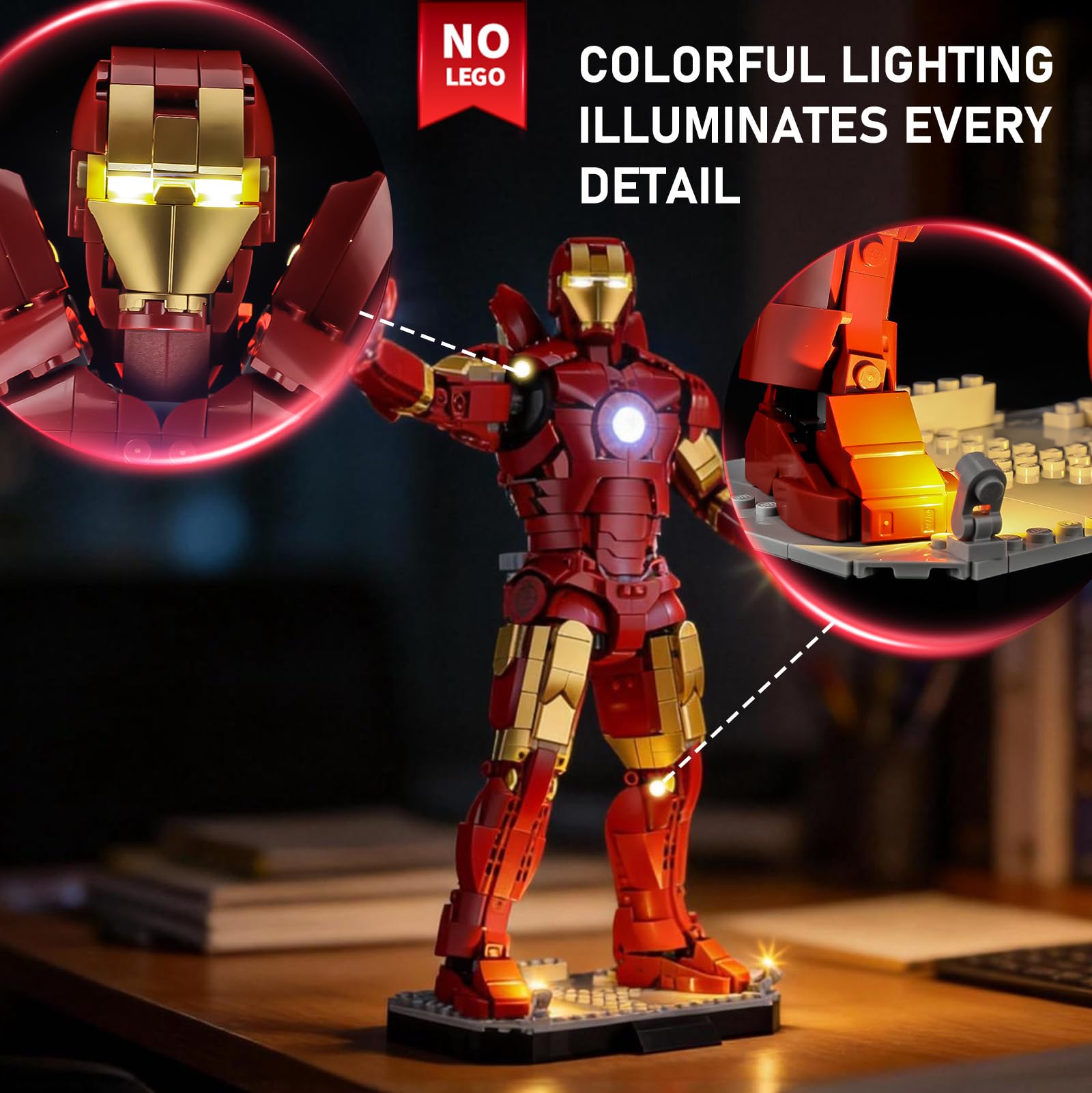 BRIKSMAX Zestaw oświetleniowy 2.0 kompatybilny z Lego Architecture Iron Man Mark 3, edycja kolekcjonerska 76344, oryginalne zestawy oświetleniowe LED (tylko akcesoria) do wyświetlacza, prezentów i