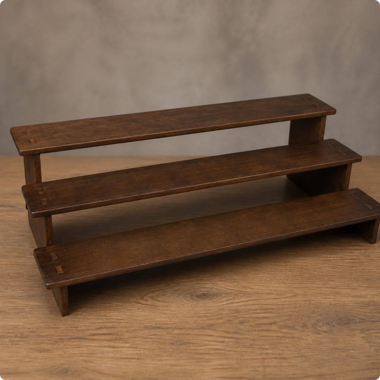 Présentoir à Bijx En Bois Massif Compact Support D'exposition En Bois Finition Marron Vintage Naturel pr Btique, Marché Artinal, 50 Cm, 5 Niveaux