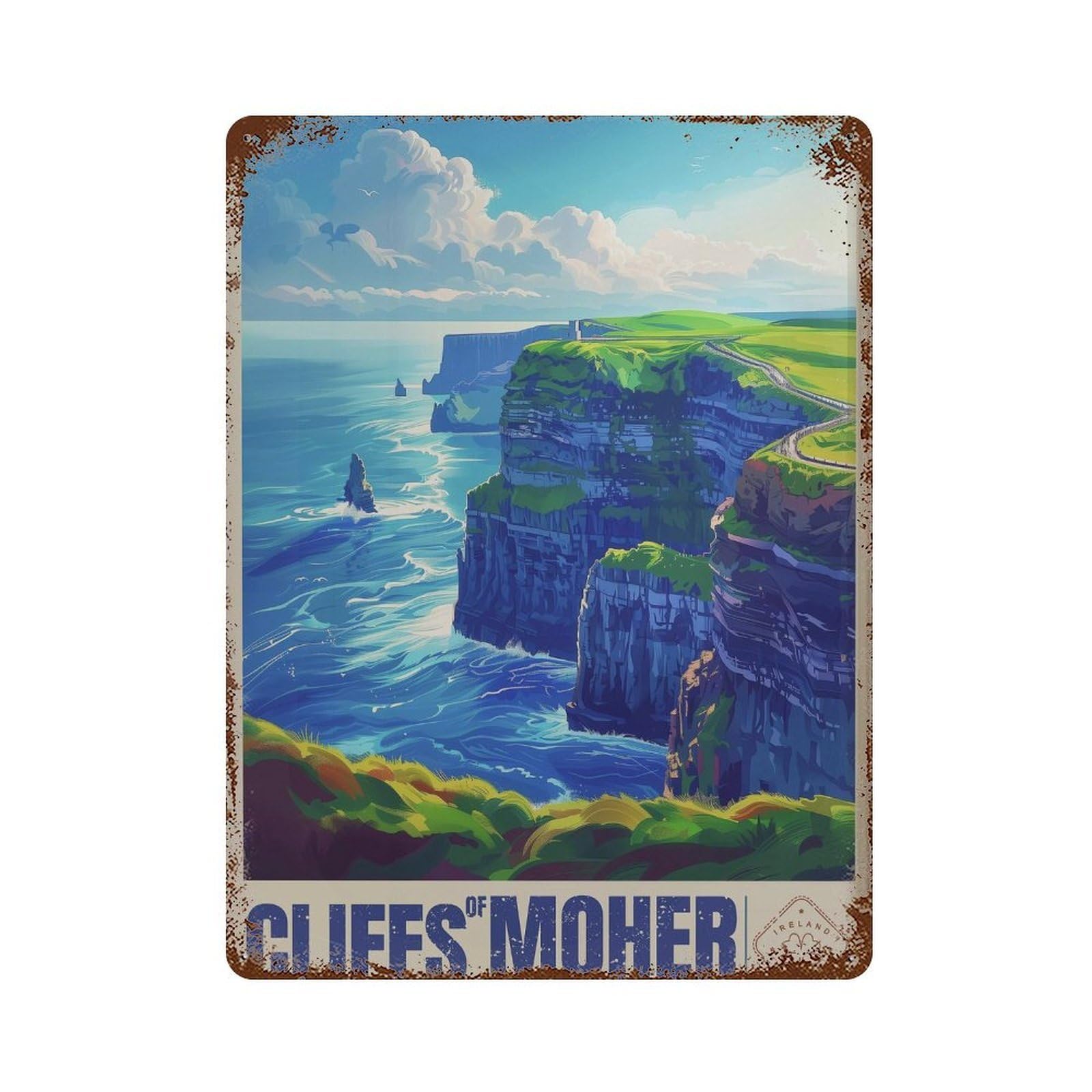xiaoxiaoshen Cliffs of Moher Ireland Travel Vibrant (2) Wall Decor Art Metal Tin Poster Modern Home Decor Art Home Bar Shop Decorations Vintage Sign 40x30cm