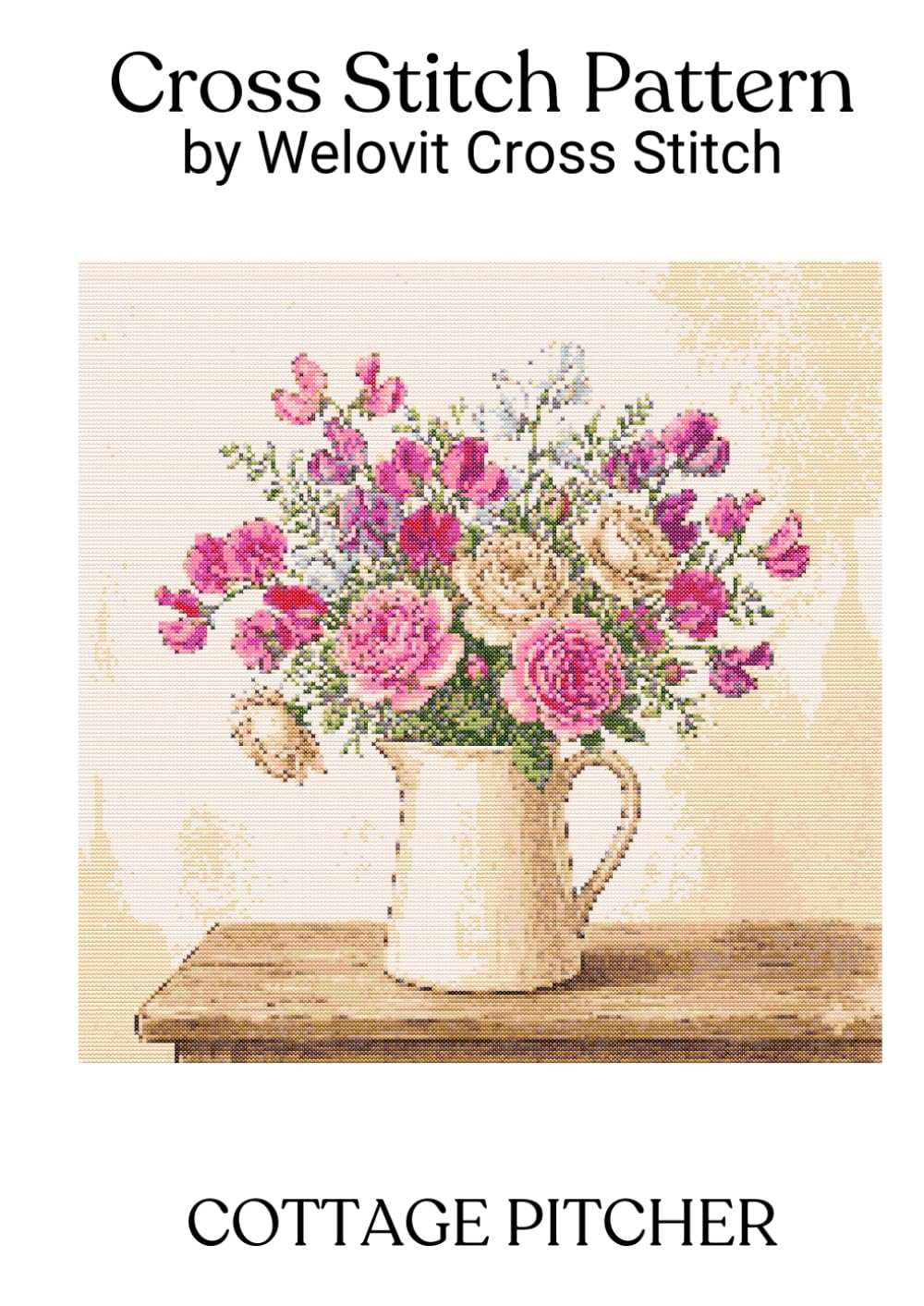 COTTAGE PITCHER Cross Stitch Pattern: A beautiful cross stitch pattern for your next project! (Welovit Cross Stitch Patterns)