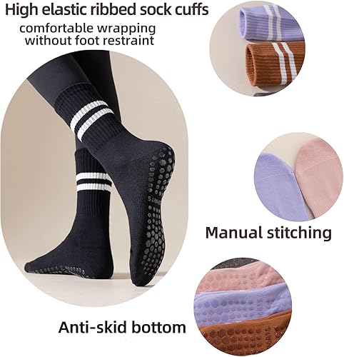 Miniatura 2 de Calcetines de yoga antideslizantes para mujer con agarre para pilates, calcetines de hospital para mujer Barre Grippy