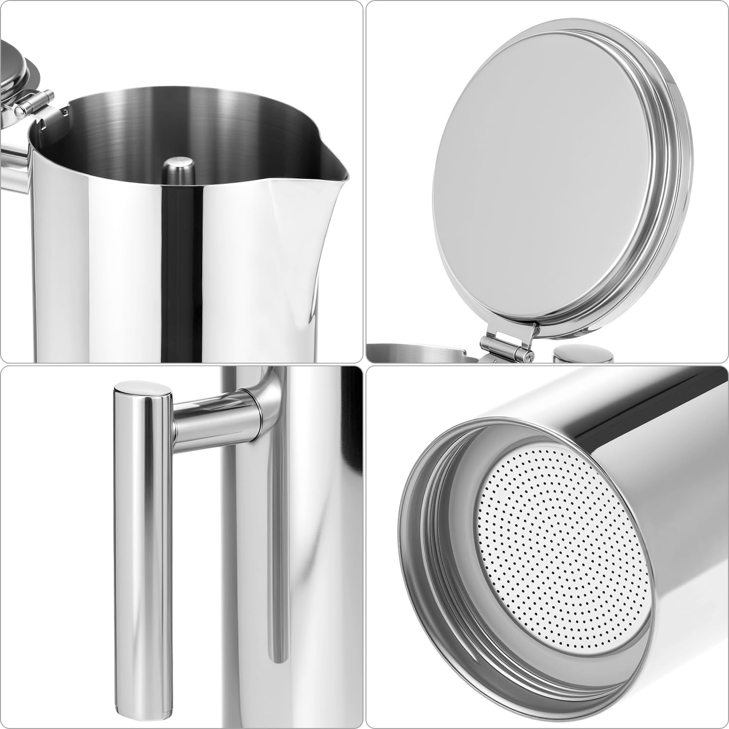 QWORK 12 Cup Stovetop Espresso Maker, 18/8 Stainless Steel Italian Moka Pot for Induction, 17.5 oz Espresso Coffee Maker with Heat Resistant Handle & Safety Valve, Dishwasher Safe