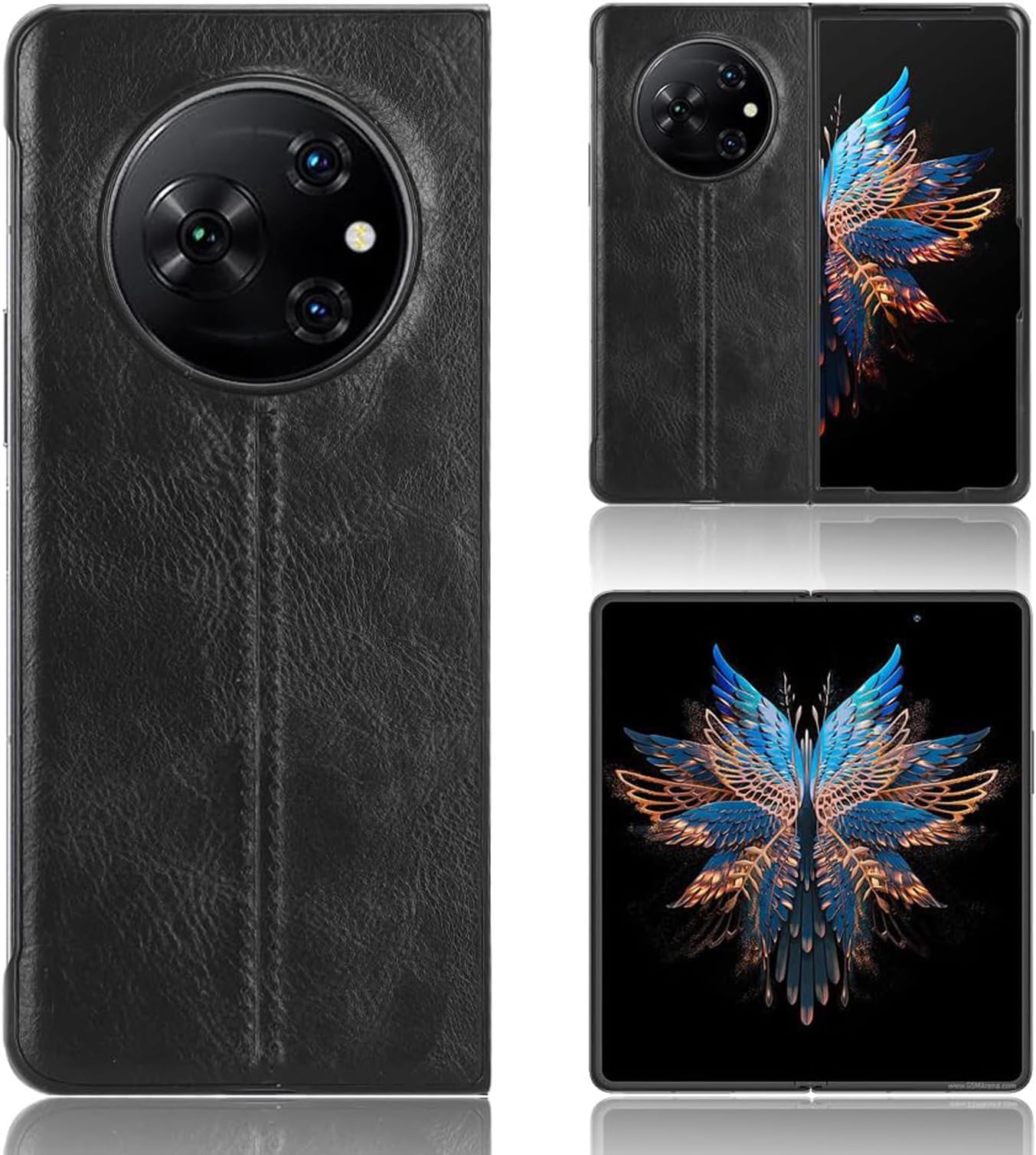 – Compatible with Tecno Phantom V Fold Case Cover,Retro PU Leather Ultra Slim Shockproof Compatible with Tecno Phantom V Fold 5G Case Black