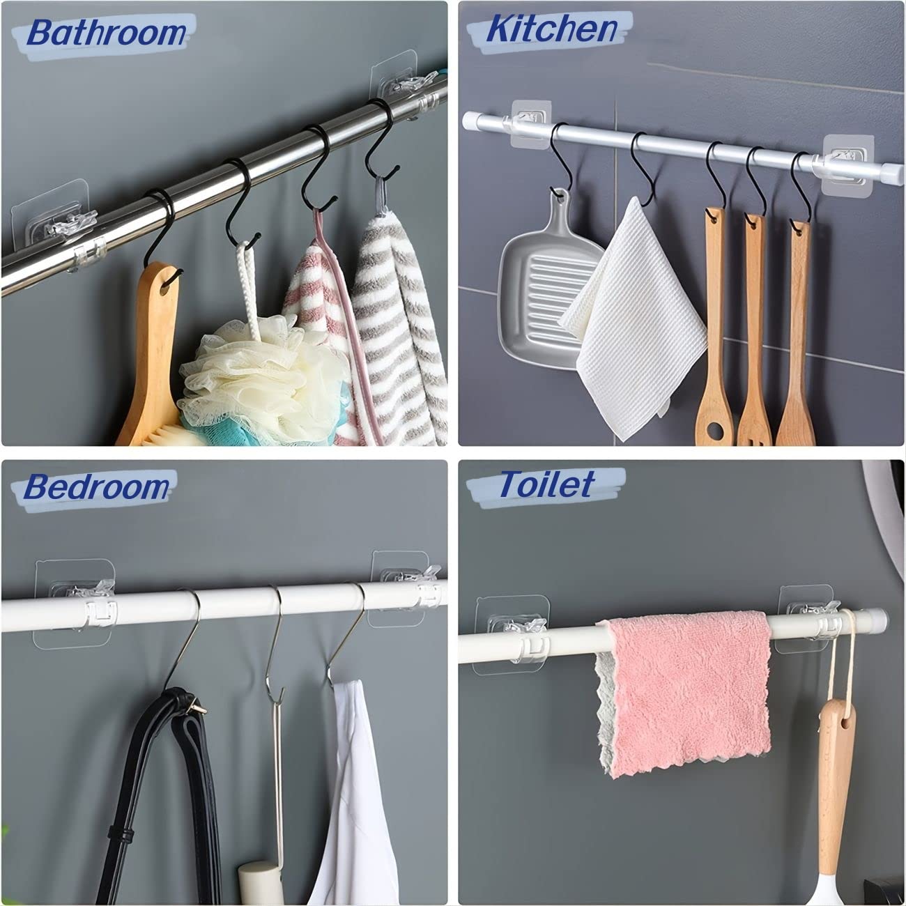 Lot De 10 Supports De Tringle à Rideaux Transparents, Sans Perforation, Auto-adhésifs, Pour