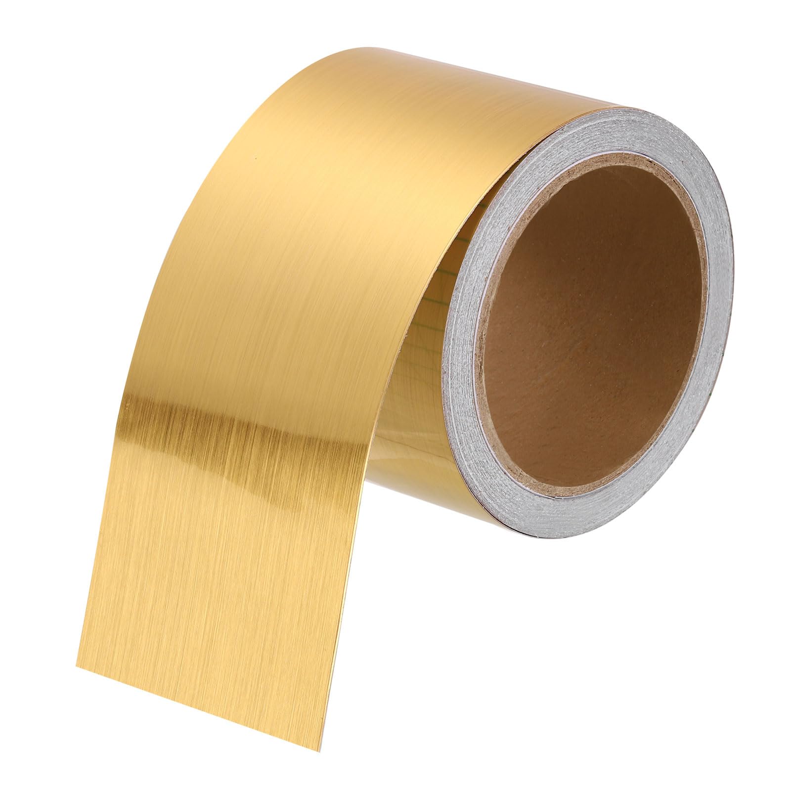sourcing map Mirror Border Peel and Stick Wood Grain Tape 8cm x 12m Foil Self-Adhesive Waterproof Frame Sticker Removable Wallpaper for Bathroom Cabinet Door Photo Frame, Brushed Gold