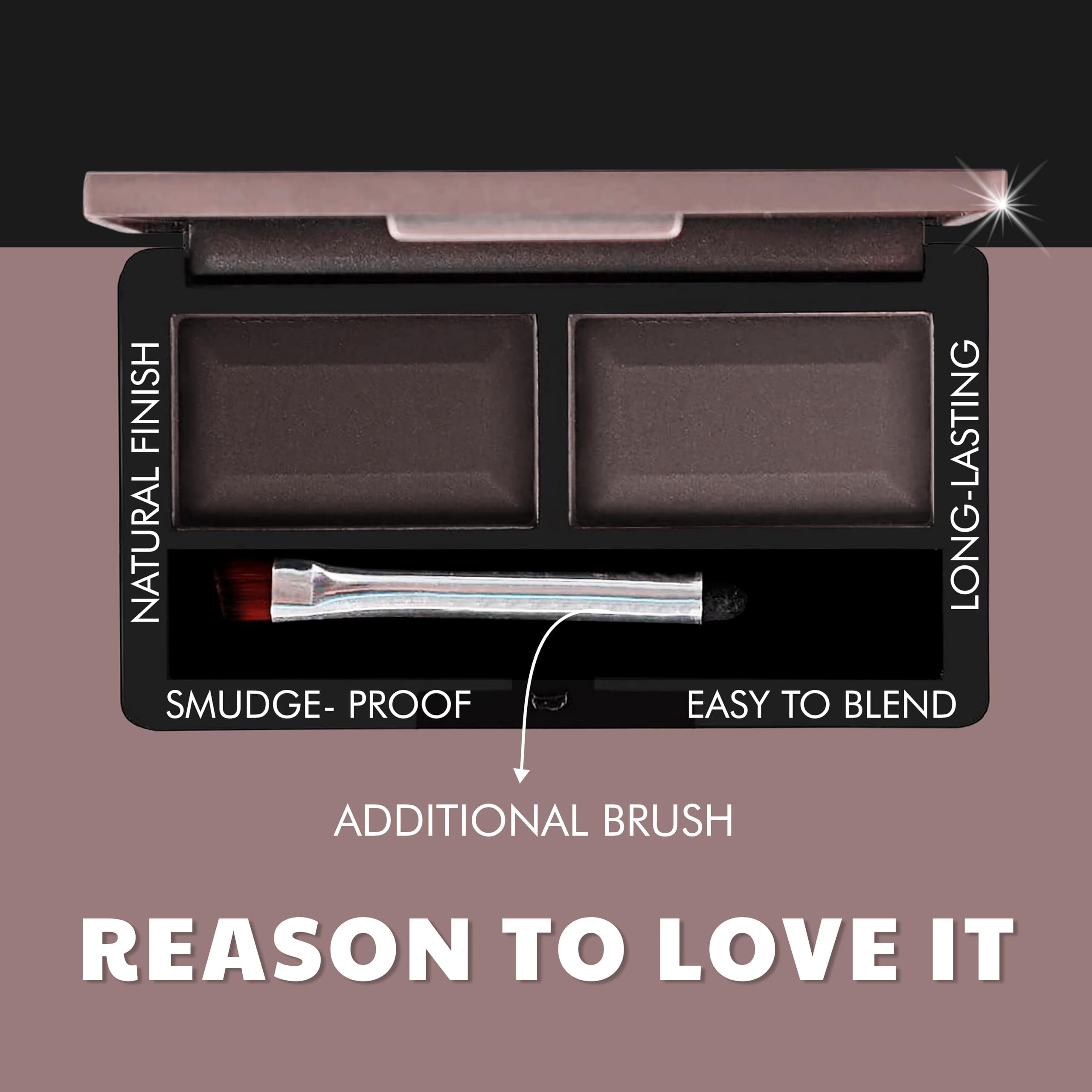Fashion Colour Dual Eyebrow Powder & Transparent Waterproof Mascara (Black & Transparent Mascara) 4
