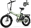 EUYBIKE Electric Bike for Adults, 20 Fat Tire Fat Tire 30MPH Ebike, 1000W Peak Mountain Bike with 48V 20AH Removable 960WH Battery, 80 Miles Max Range Flat Tube Electric Bicycle Green