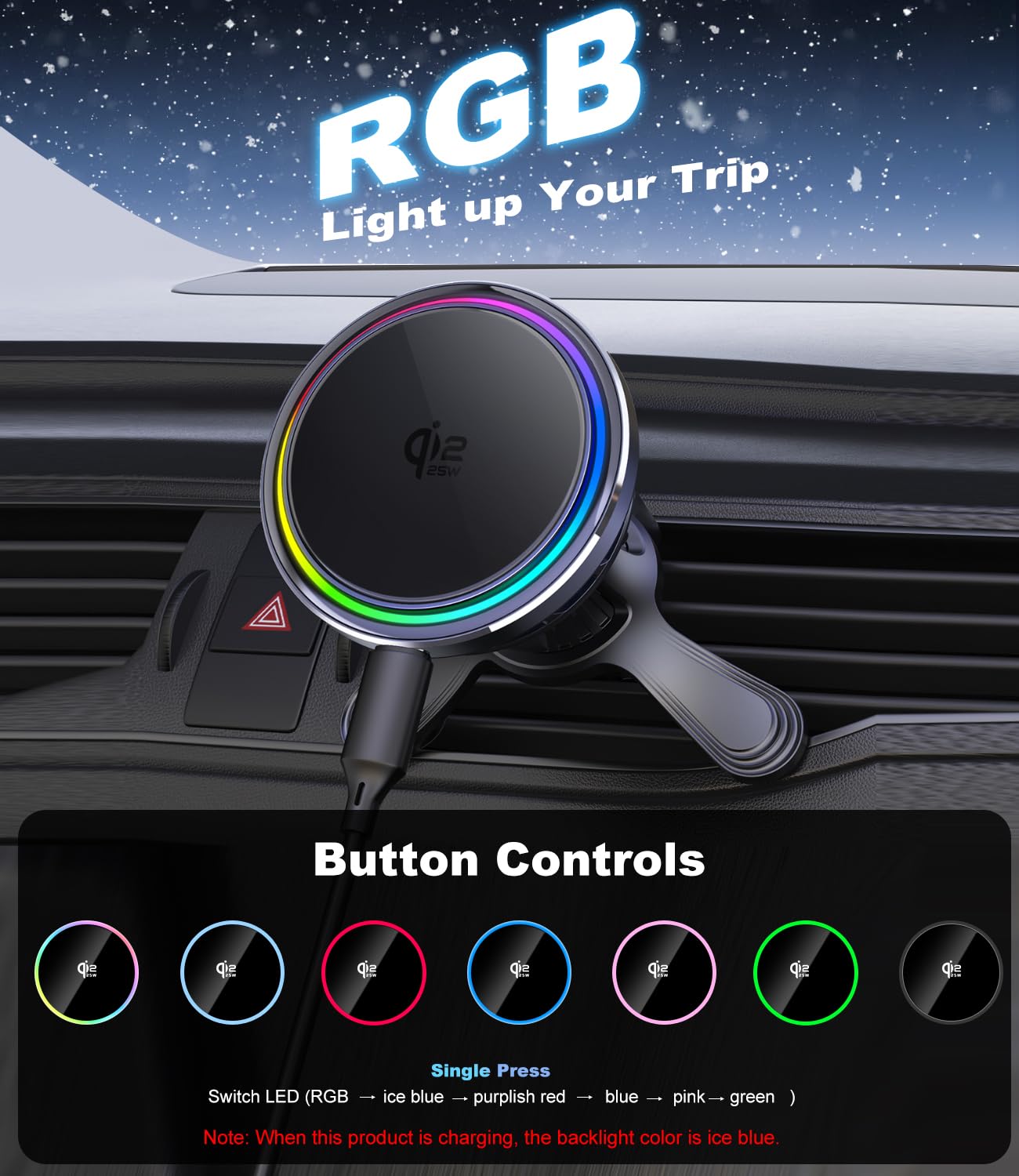 Koolehaoda Qi2.2 25W Autohalterung Ladegerät für MagSafe,mit TEC Aktivkühlung, Schnellladen Kabelloses Magnet Kfz-Ladegerät Lüftungshalterung für iPhone17-12,Galaxy S25/S26,Pixel 10 (mit 65W Adapter)